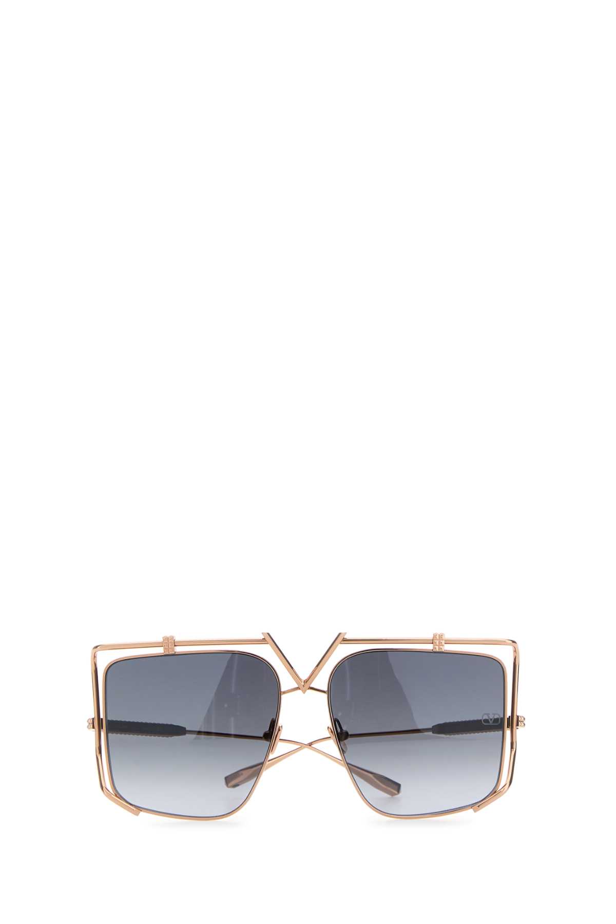 Shop Valentino Gold Metal V-light Sunglasses In Rse