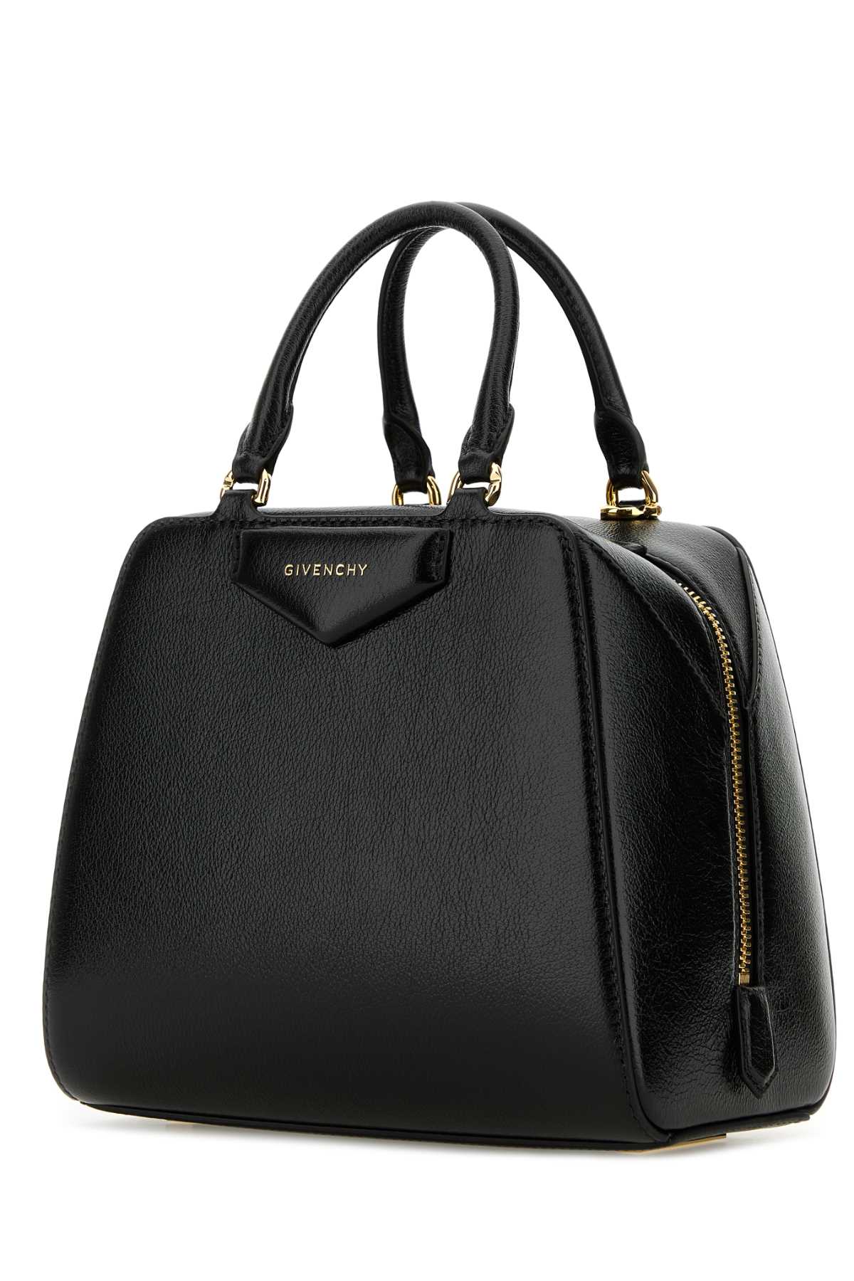 Shop Givenchy Black Leather Mini Antigona Cube Handbag