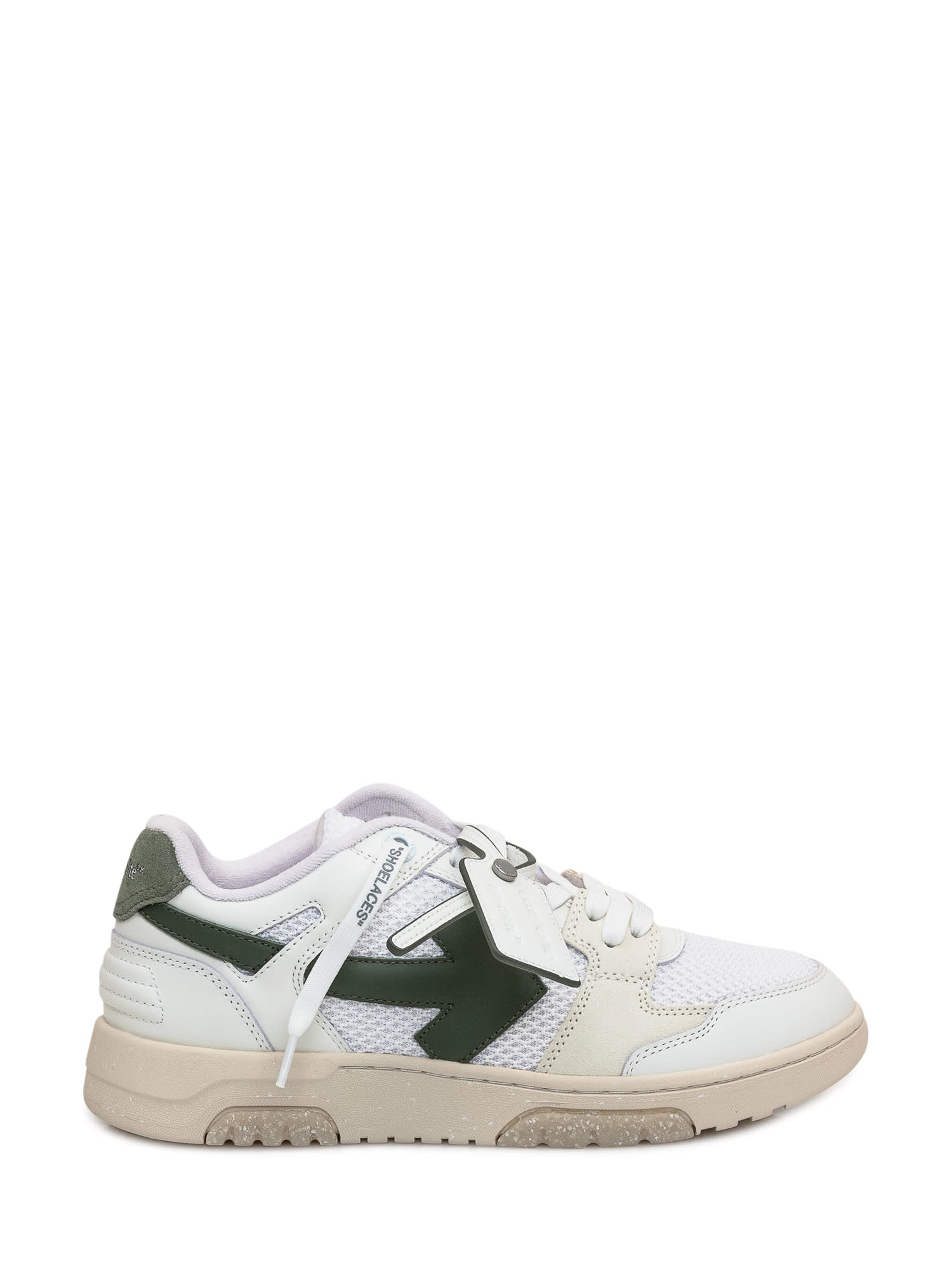 Shop Off-white Out Of Office Slim Sneaker In White-military Green