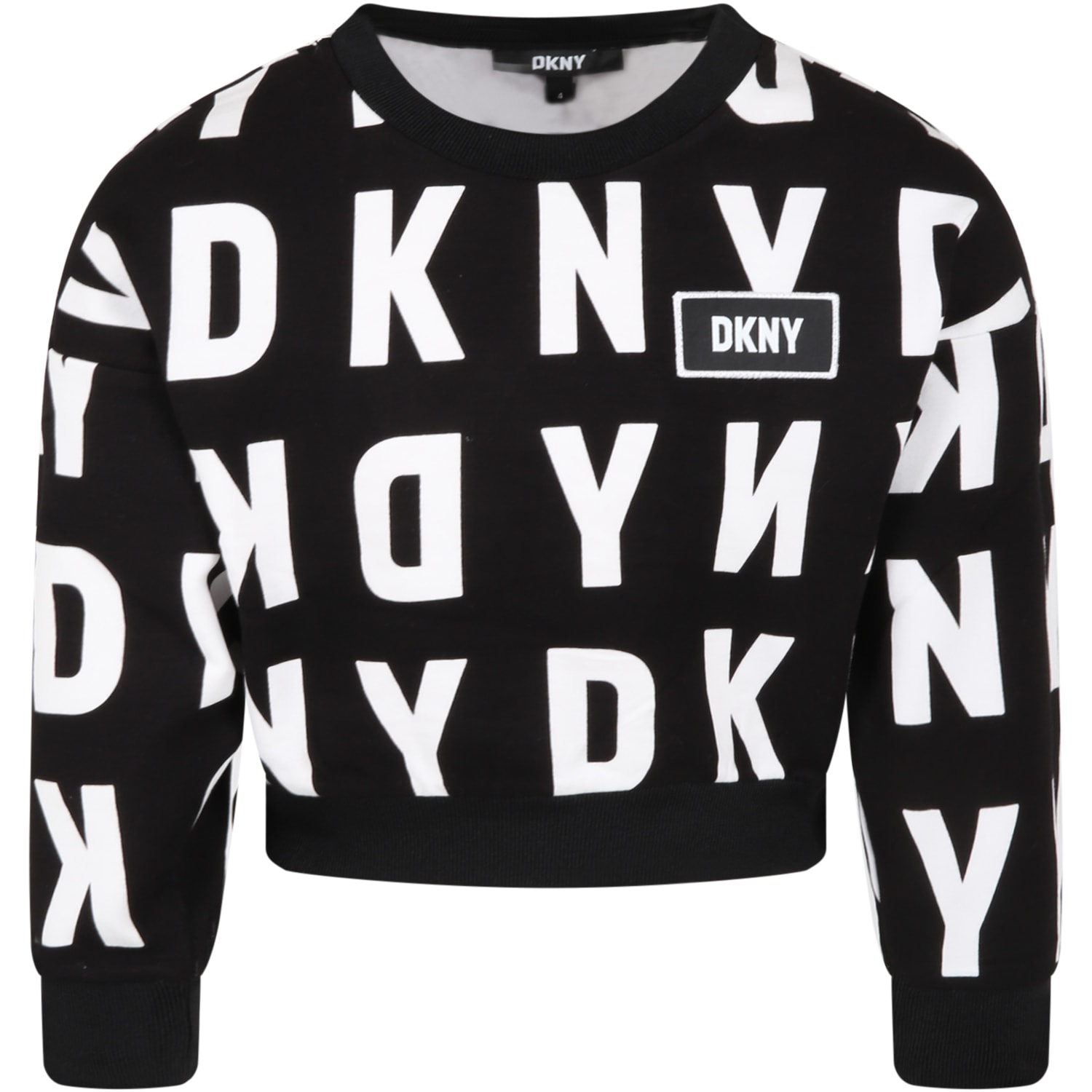 DKNY Black Sweatshirt For Girl With Logos