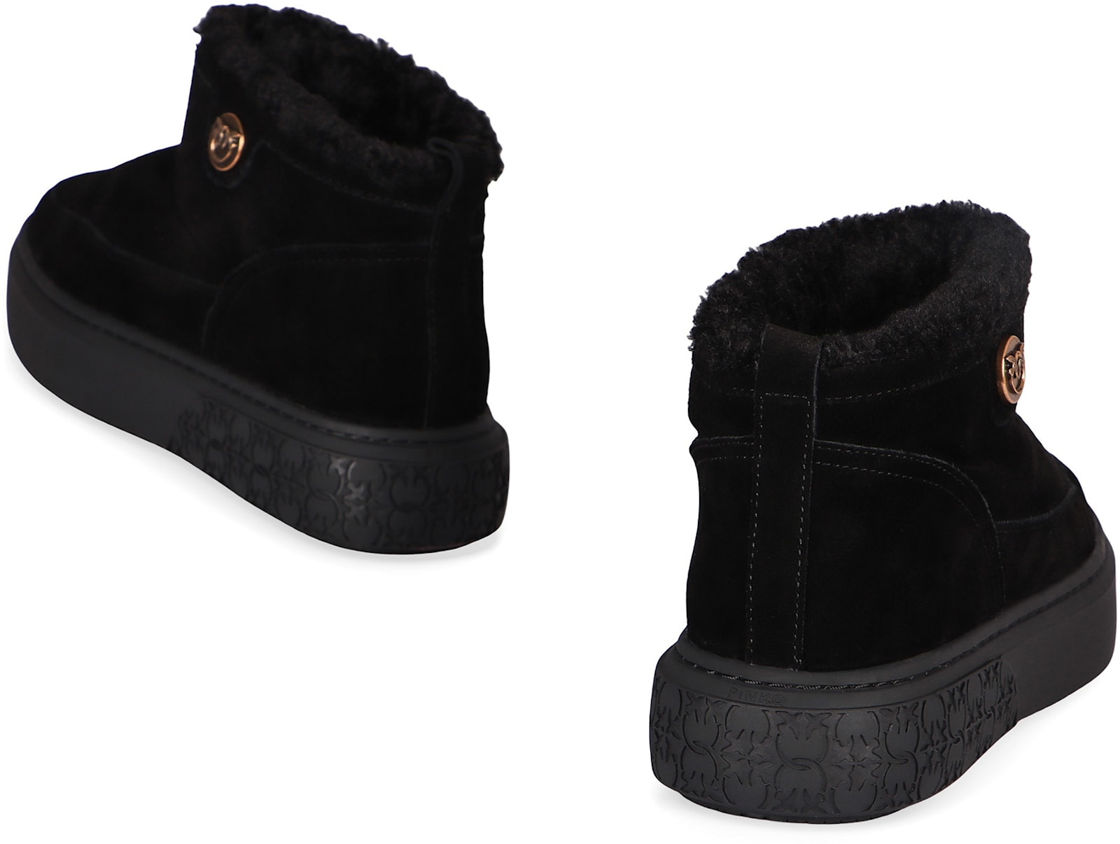 Pinko Black Boots With Shearling Lining In Black