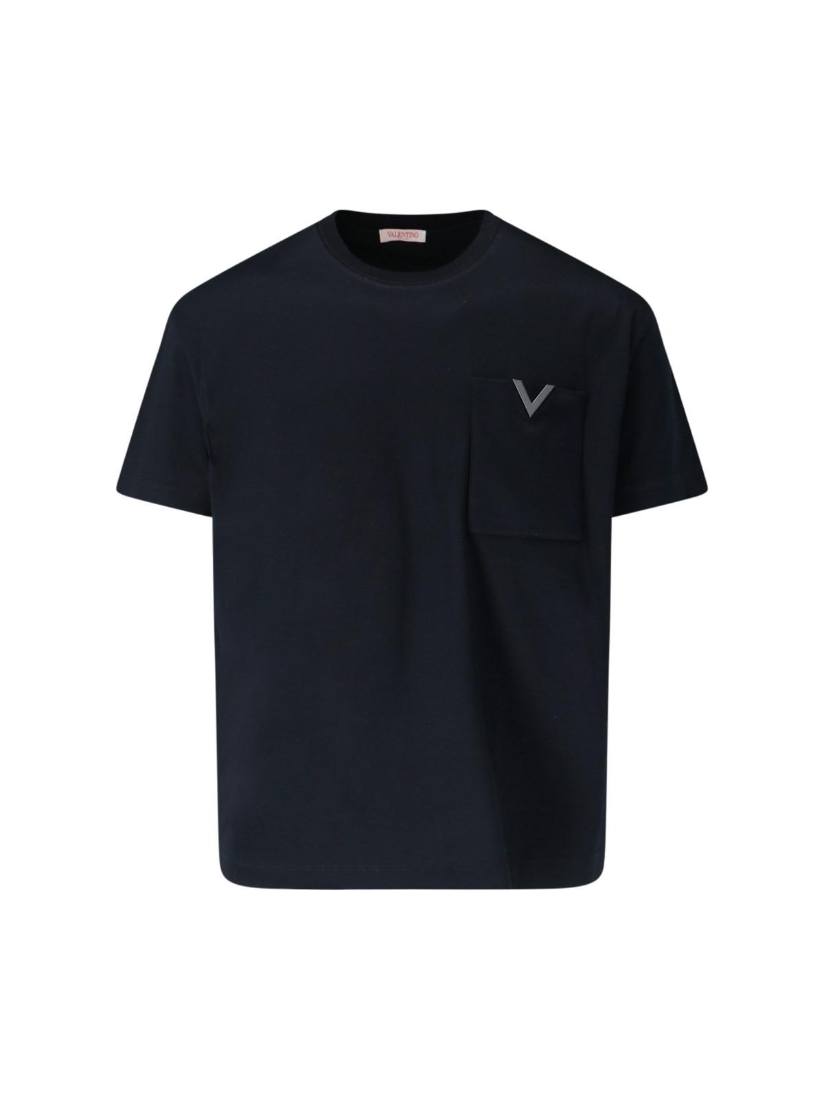 Shop Valentino V Detail T-shirt In Black