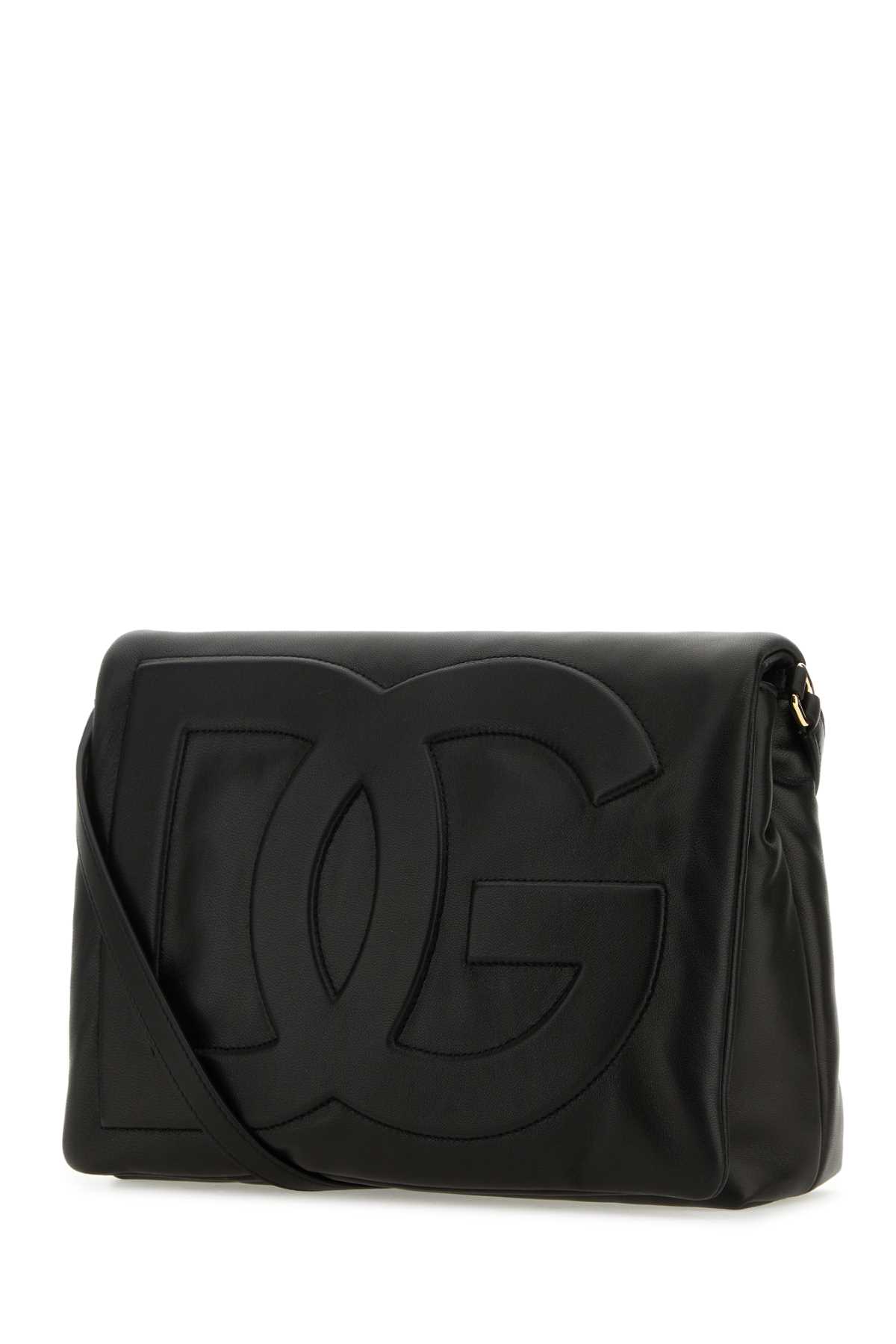 Shop Dolce & Gabbana Black Nappa Leather Dg Logo Bag Soft Clutch In Nero