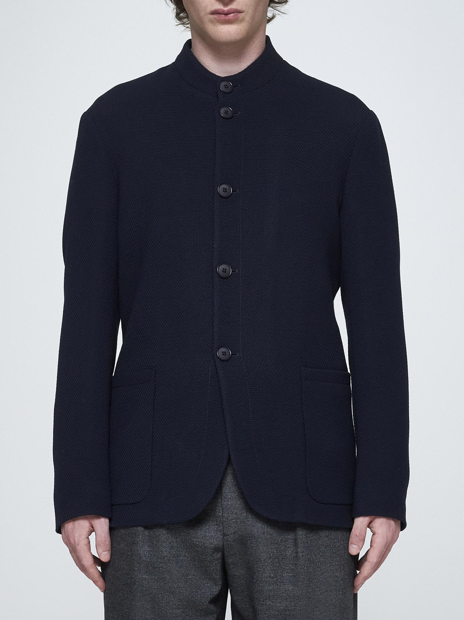 Shop Giorgio Armani Guru Wool Single-breasted Jacket In Blue