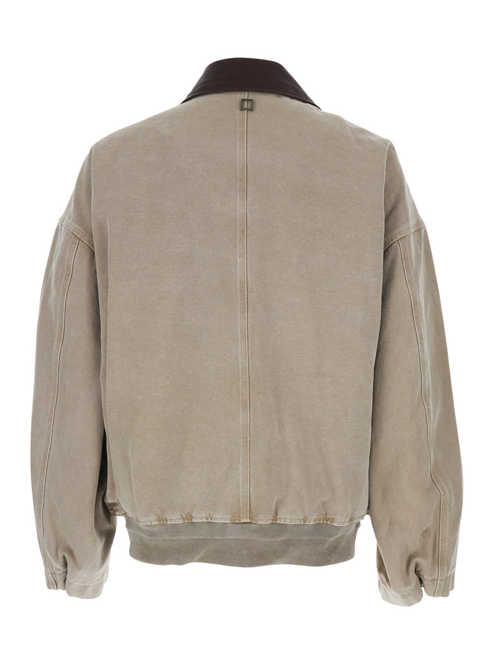 Wooyoungmi Beige Jacket With Contrasting Collar And Distressed Effect In Cotton Blend Man In Neutral