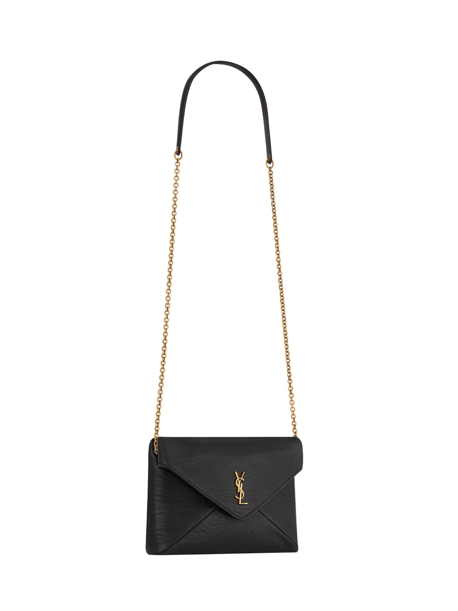 Saint Laurent Cassandre Chain Clutch Bag In Black