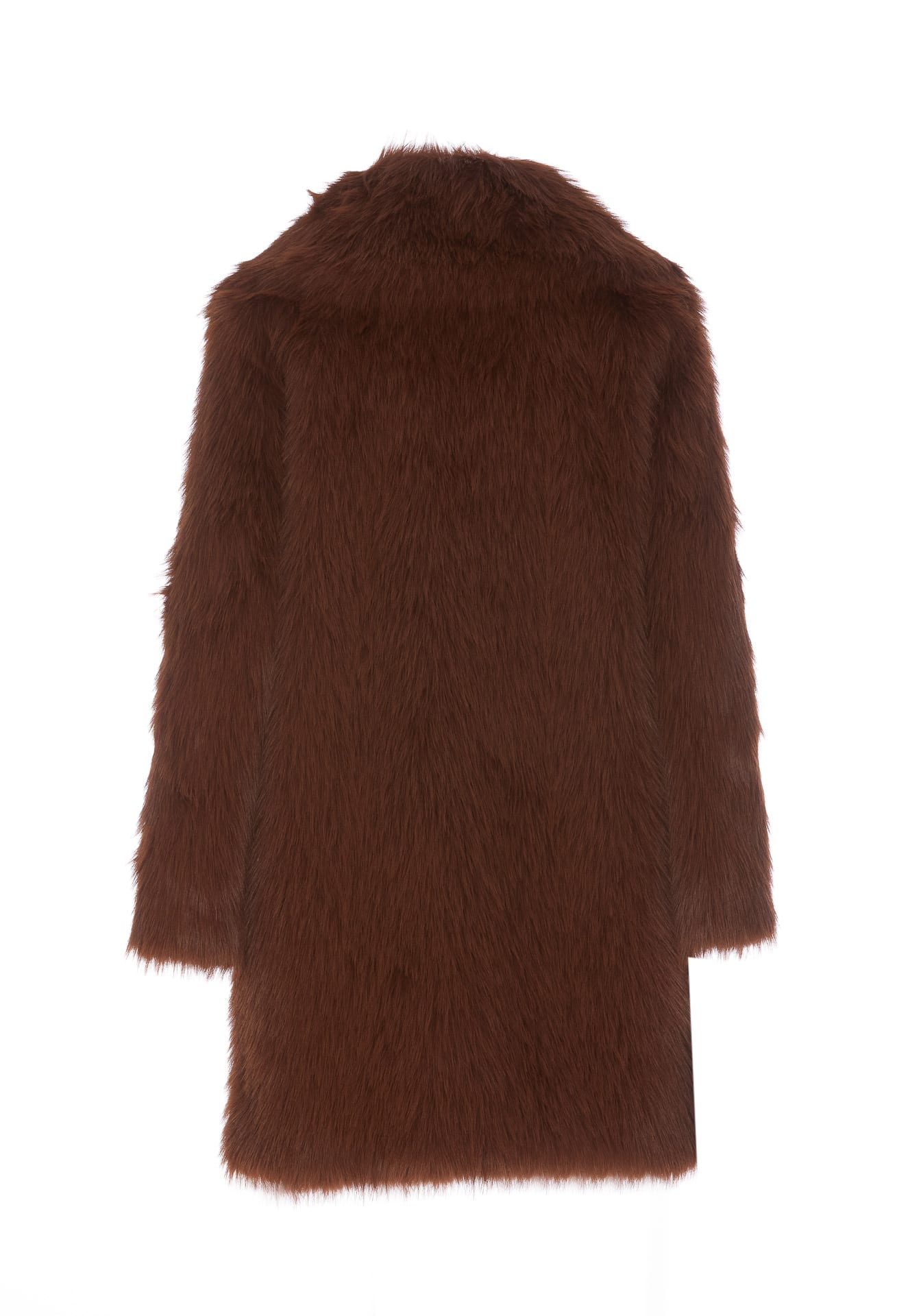 Shop Pinko Cattivik Faux Fur Coat In Marrone