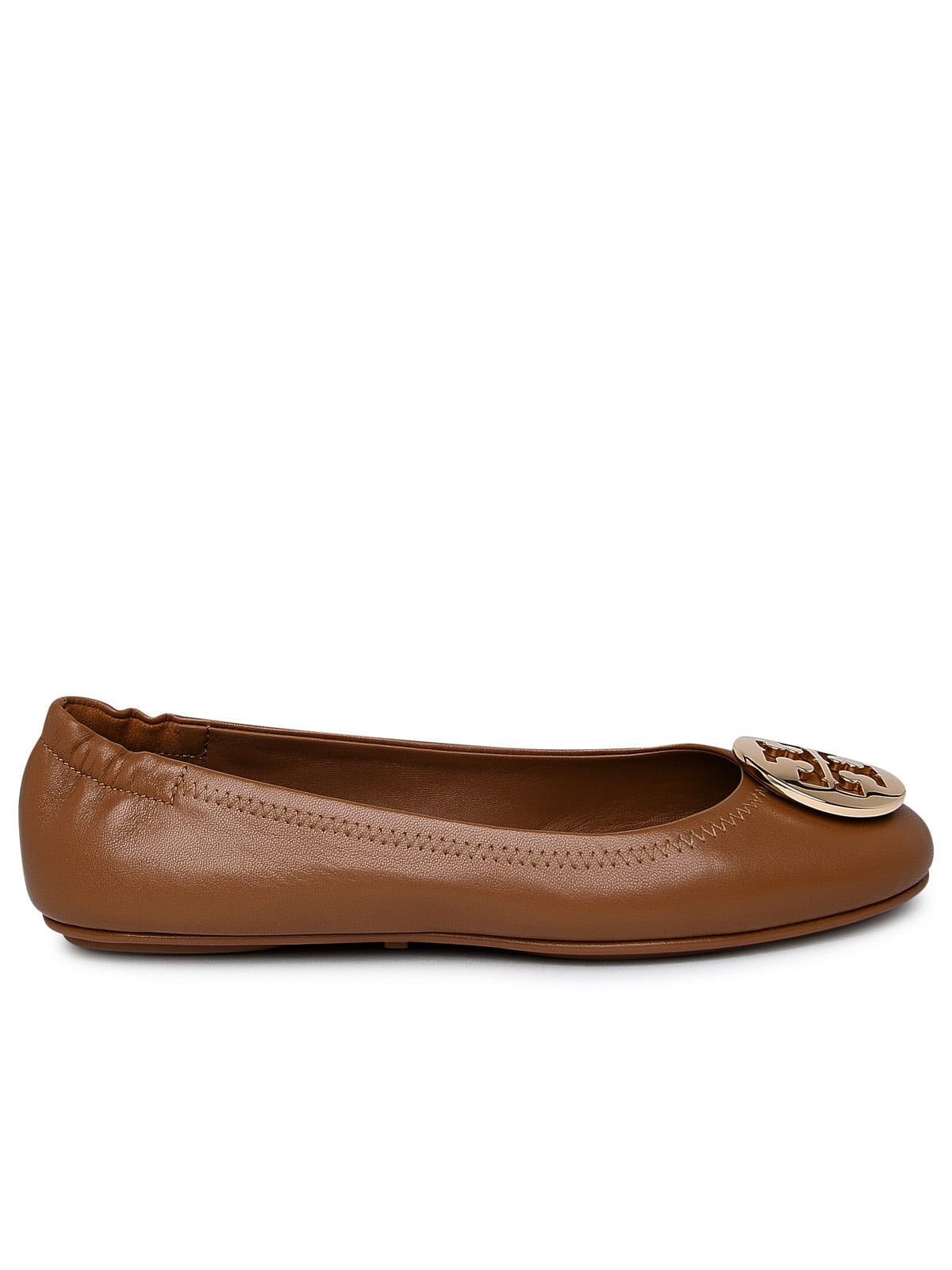 TORY BURCH BROWN LEATHER CLAIRE BALLET FLATS