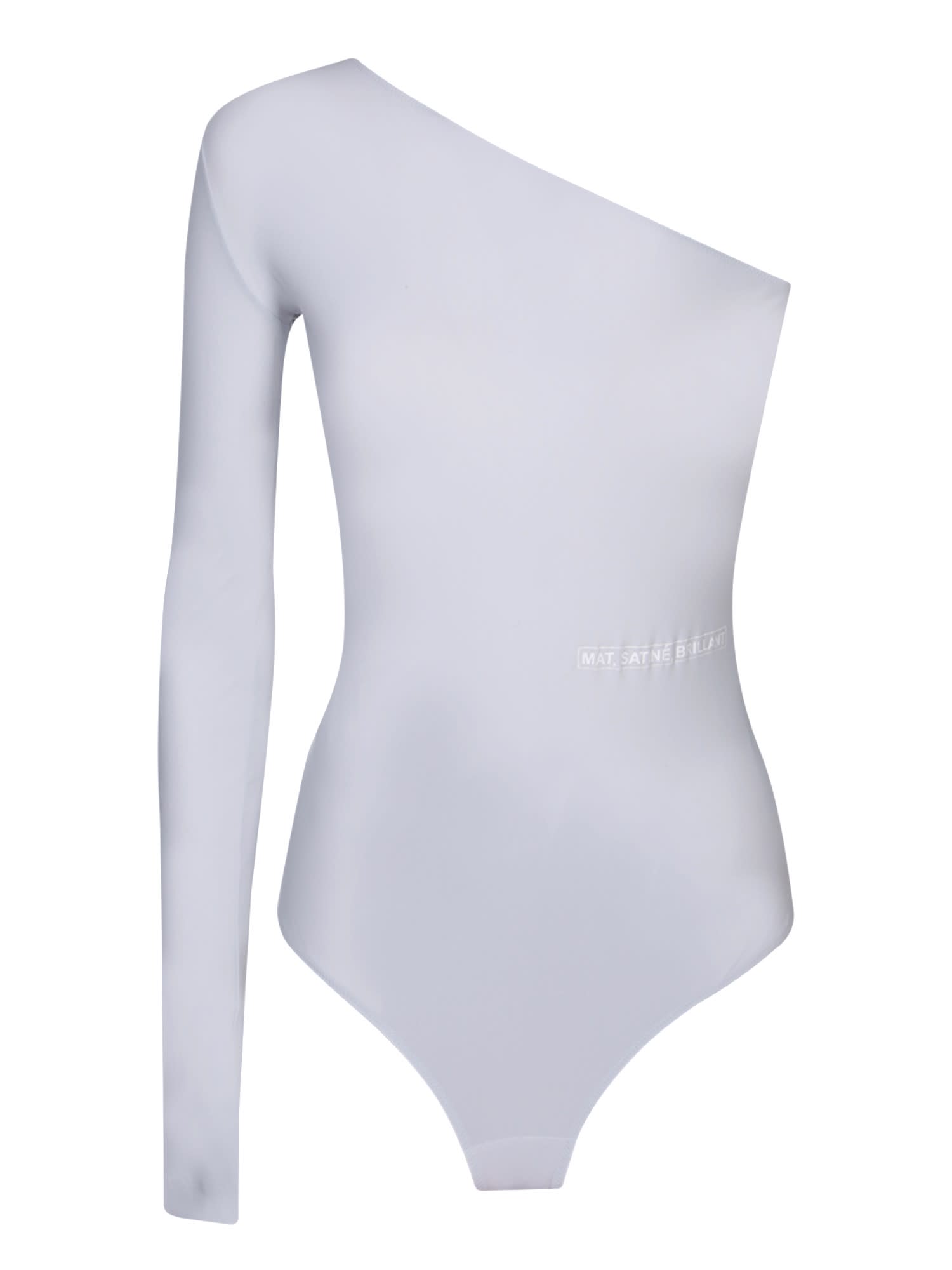 One-shoulder Light Grey Bodysuit