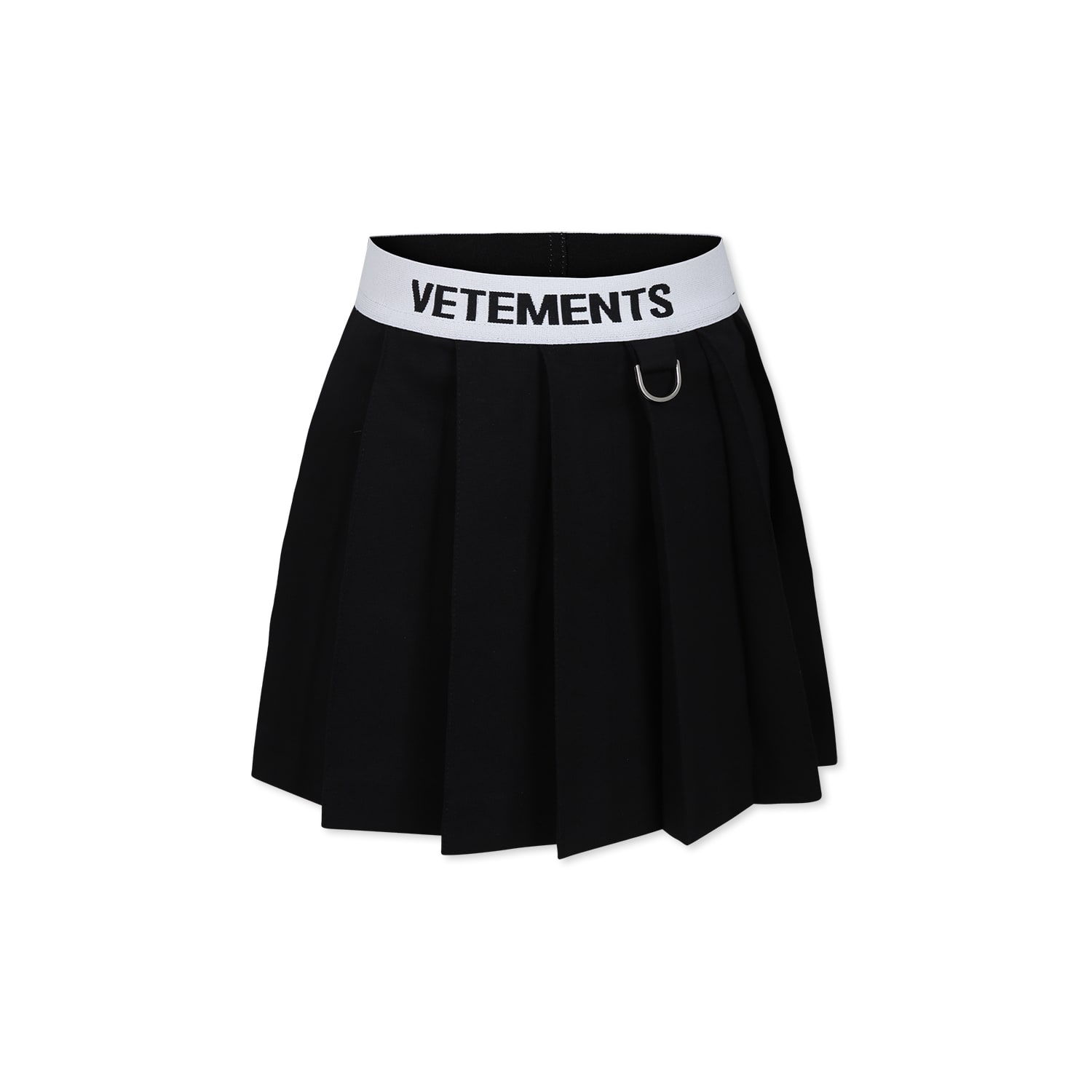 Vetements Black Skirt For Girl With Logo In Black