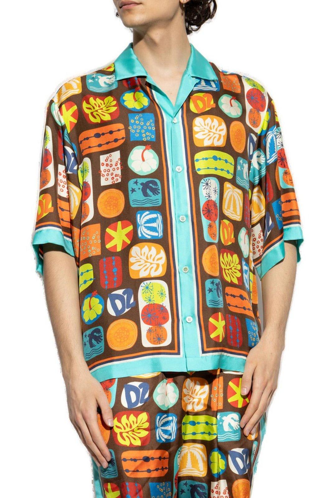 DSQUARED2 SUMMER LOVERS DROP SHOULDER BOWLING SHIRT