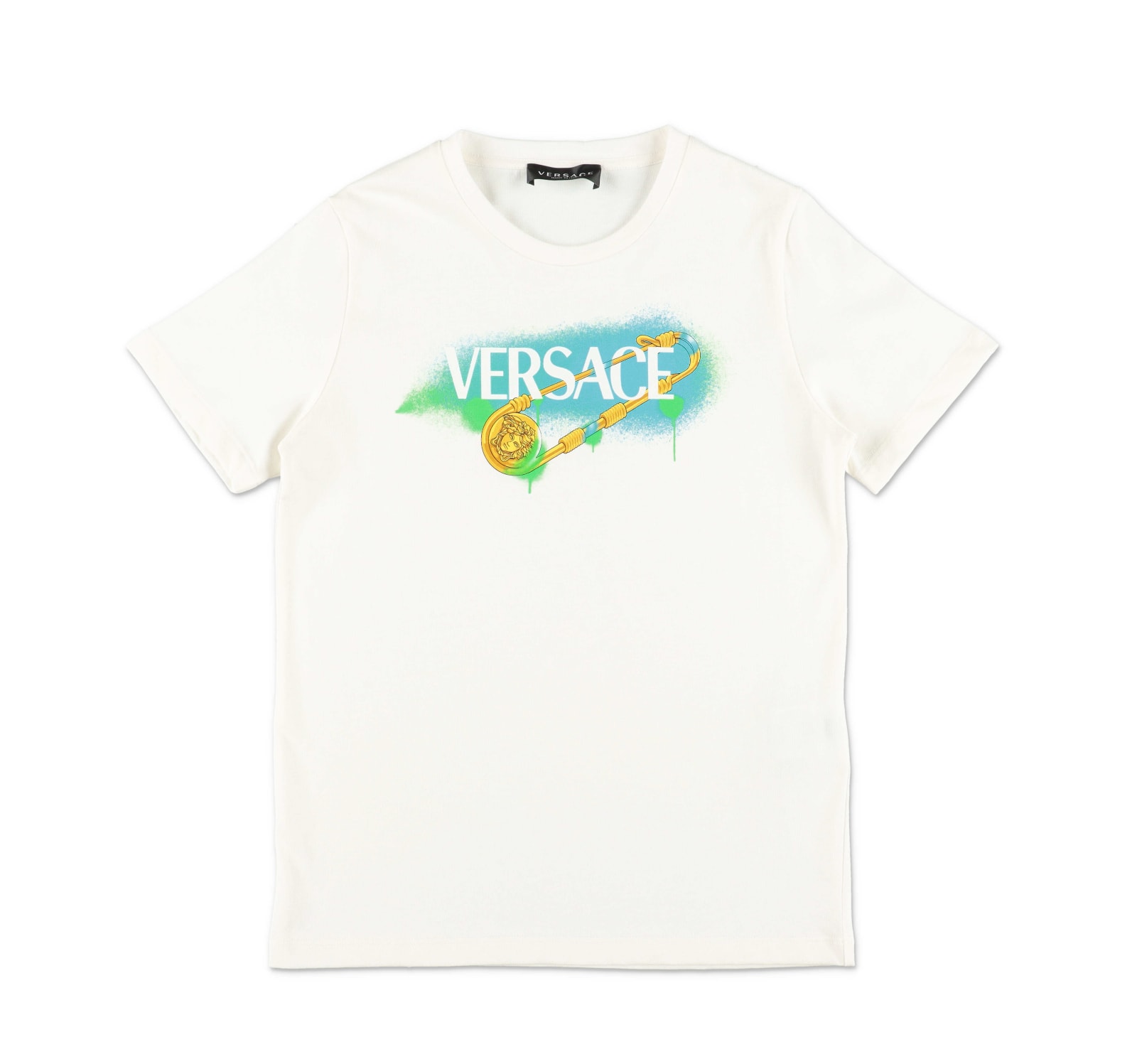 Versace Kids'  T-shirt Bianca In Jersey Di Cotone Bambino In Bianco