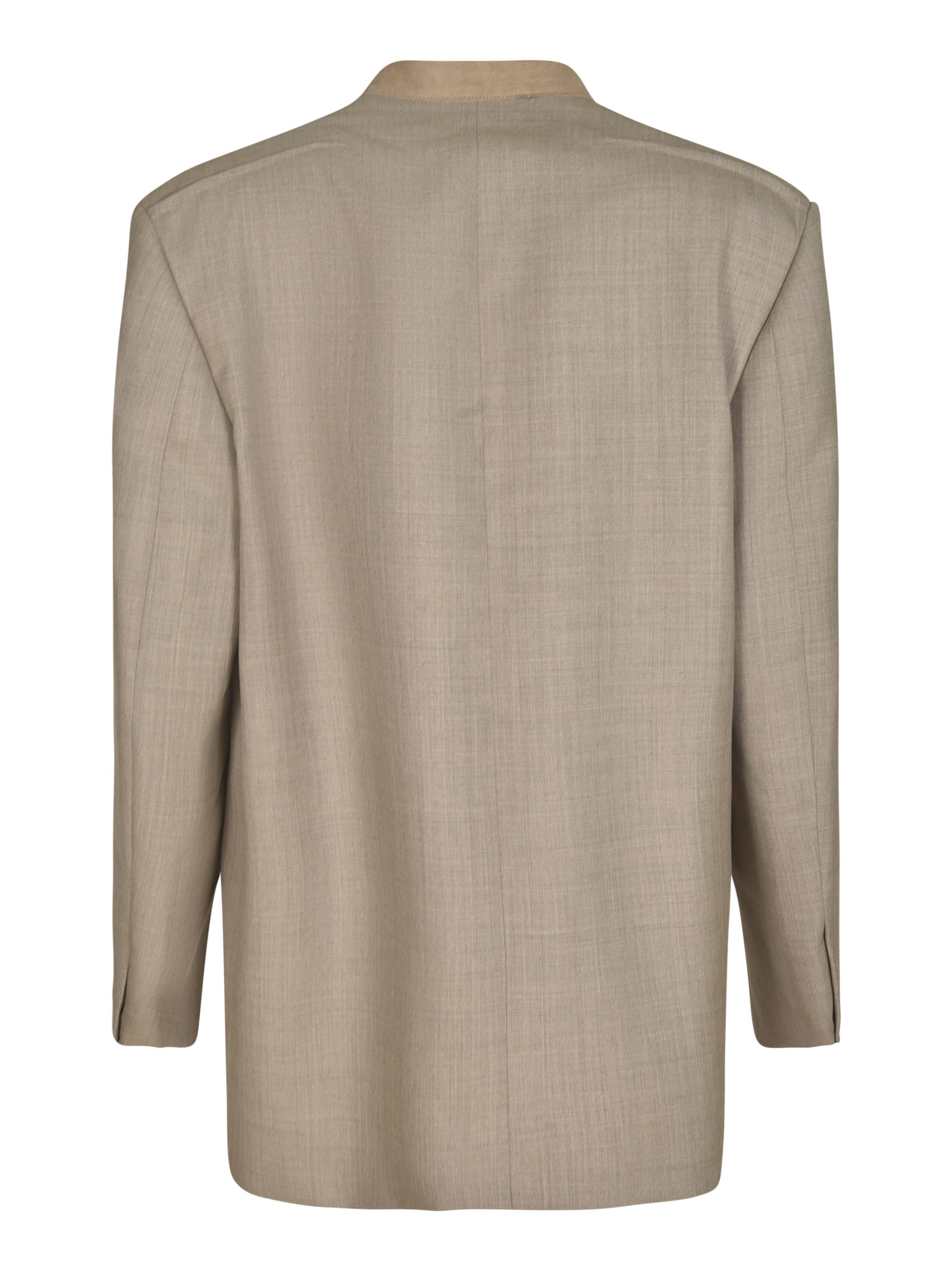 Shop Moschino Deep V-neck Double-breasted Dinner Jacket In Beige