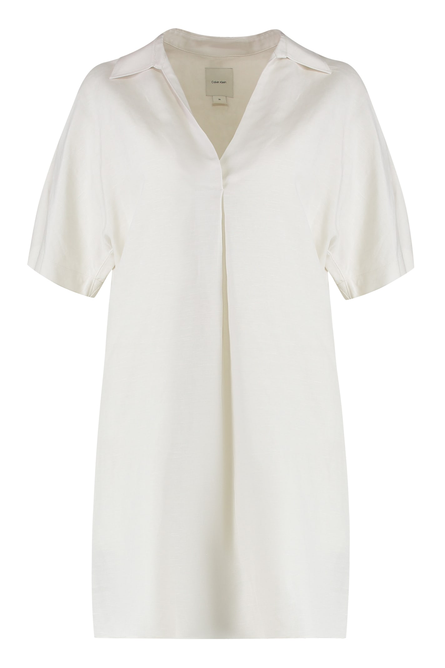 Calvin Klein Mini Chemisier Dress In Beige