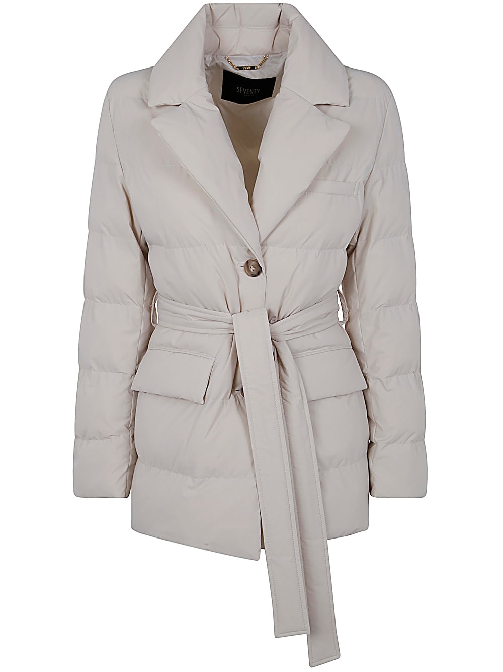 Shop Seventy Revers Short Down Jacket With Belt In Ice