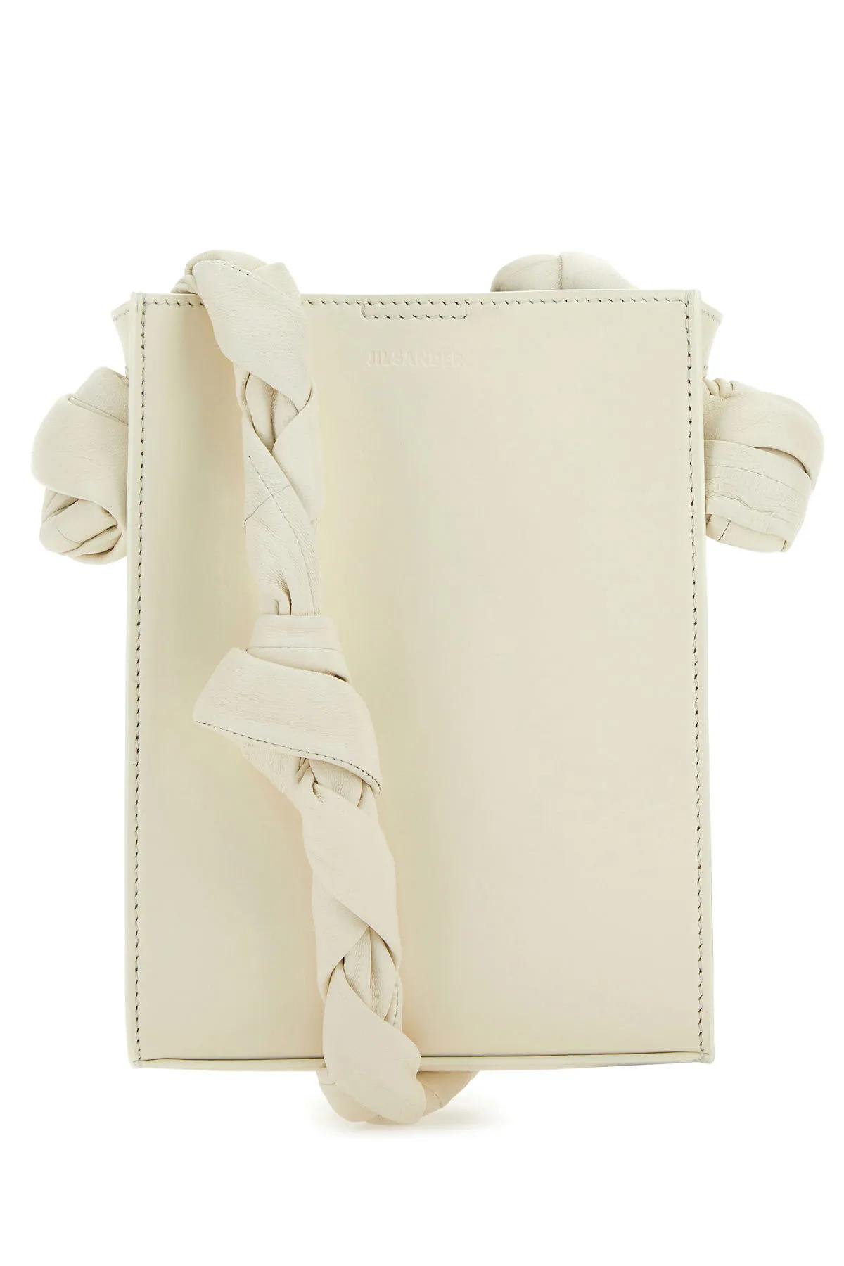 Shop Jil Sander Ivory Leather Tangle Shoulder Bag