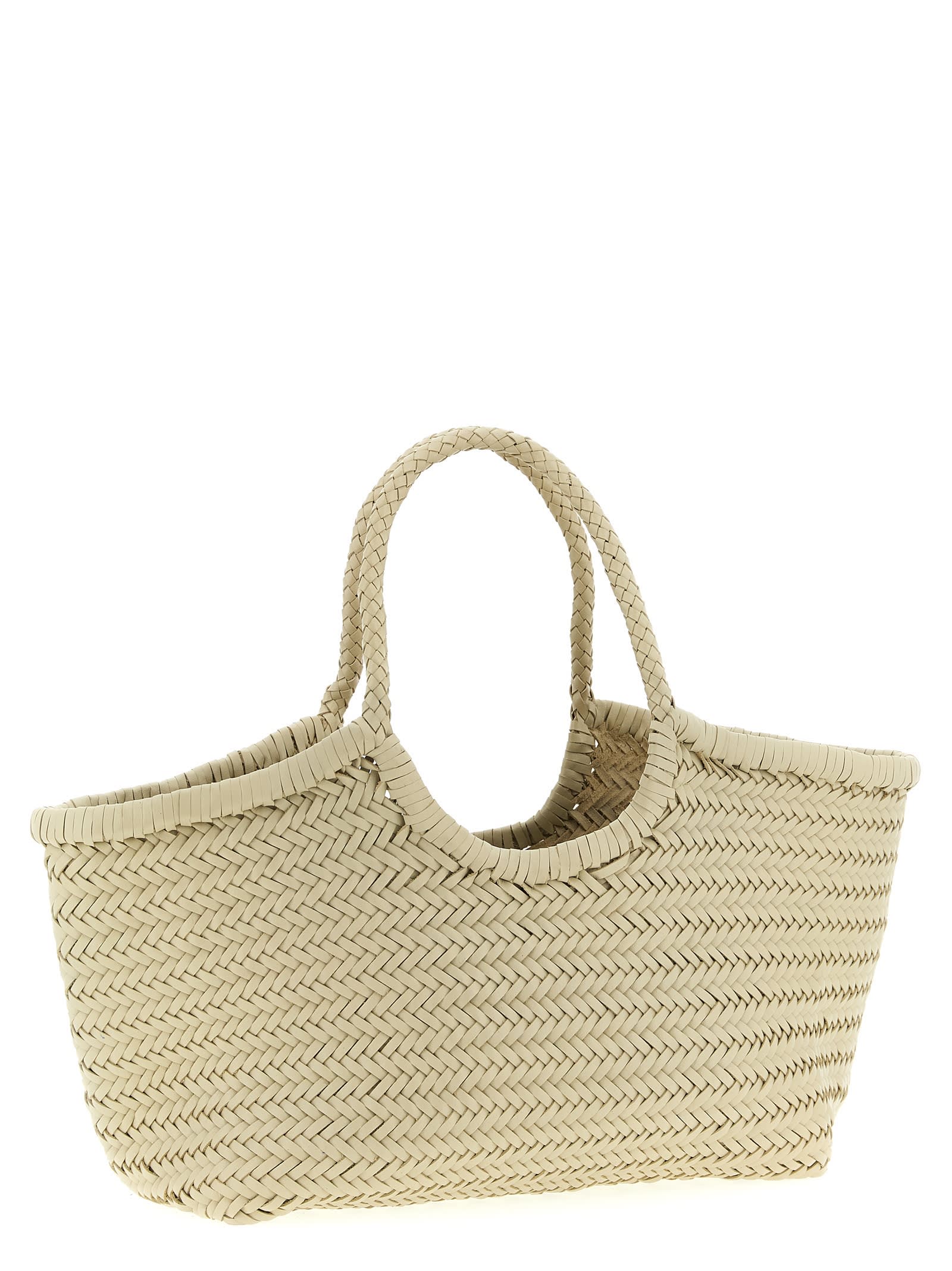 Dragon Diffusion Large Woven Shoulder Bag With Dual Handles In Gray