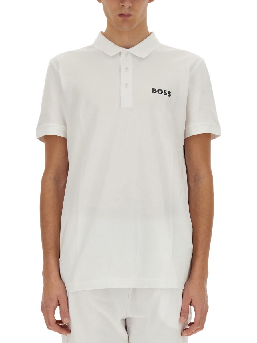 Shop Hugo Boss Polo With Logo In White