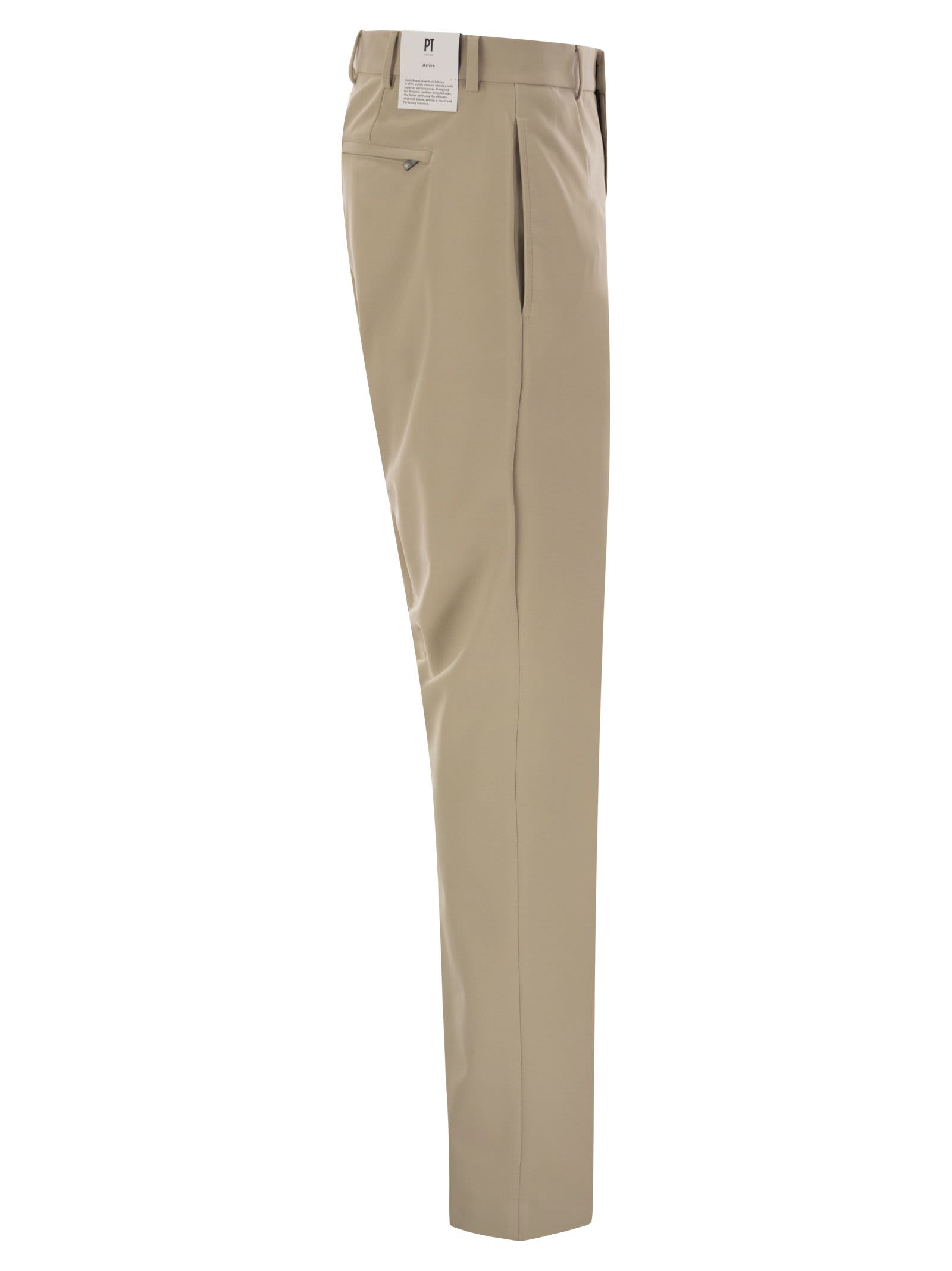 Pt Torino Epsilon Trousers In Technical Fabric In Light Beige