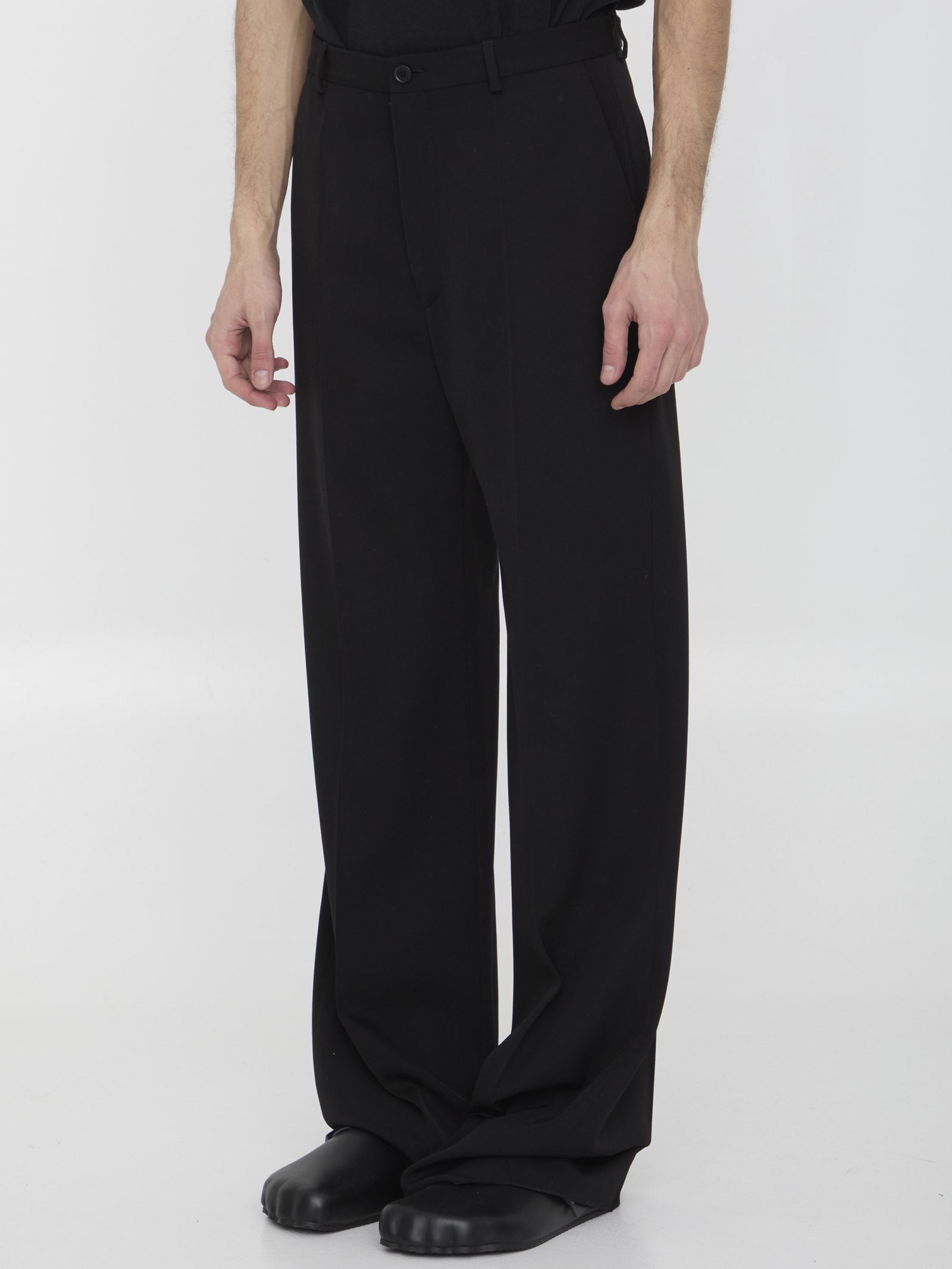 Shop Balenciaga Tailored Trousers In Black