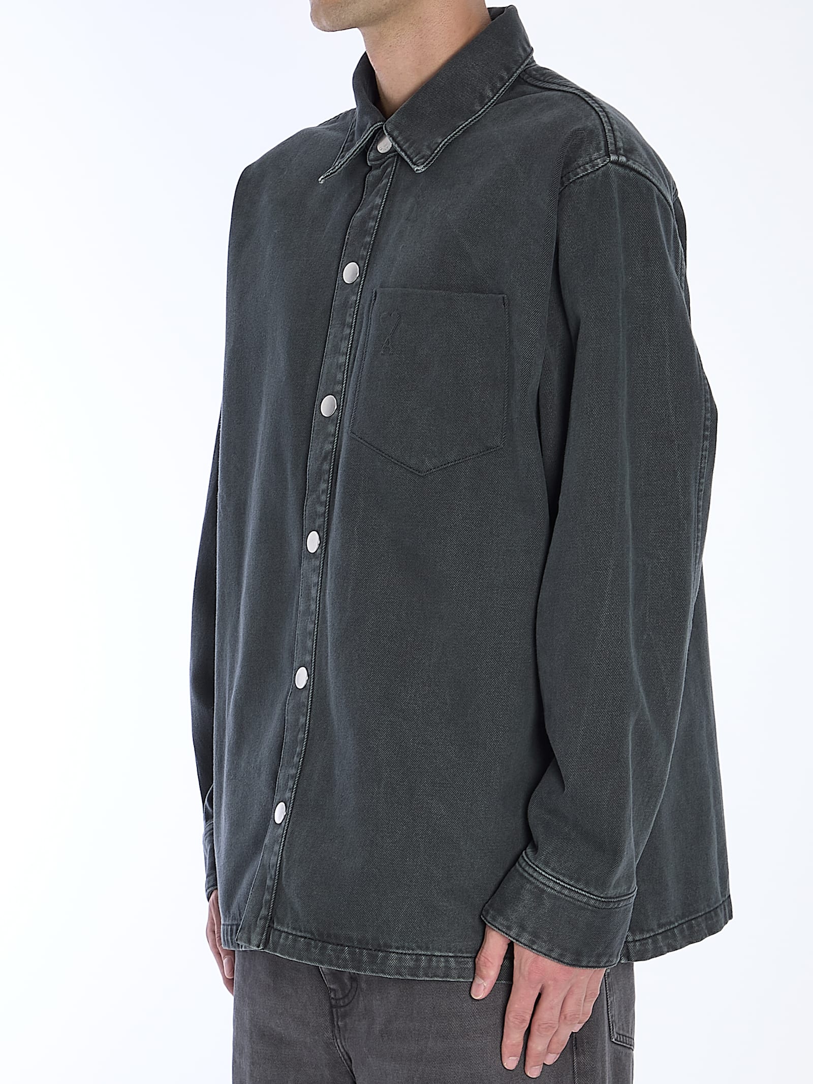 Shop Ami Alexandre Mattiussi Ami De Coeur Overshirt In Black