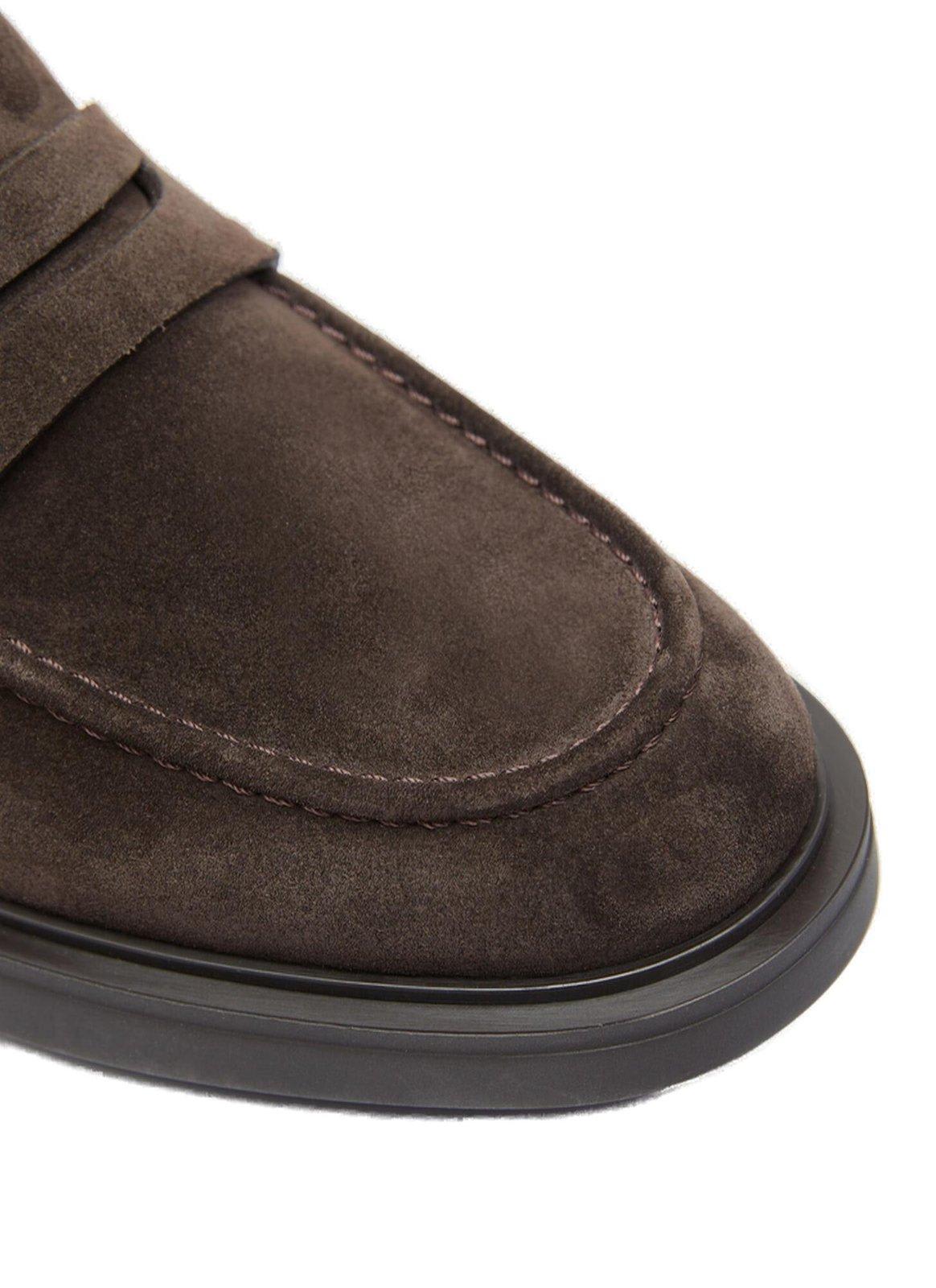 Gianvito Rossi Harris Shearling-lined Suede Loafers In Moka