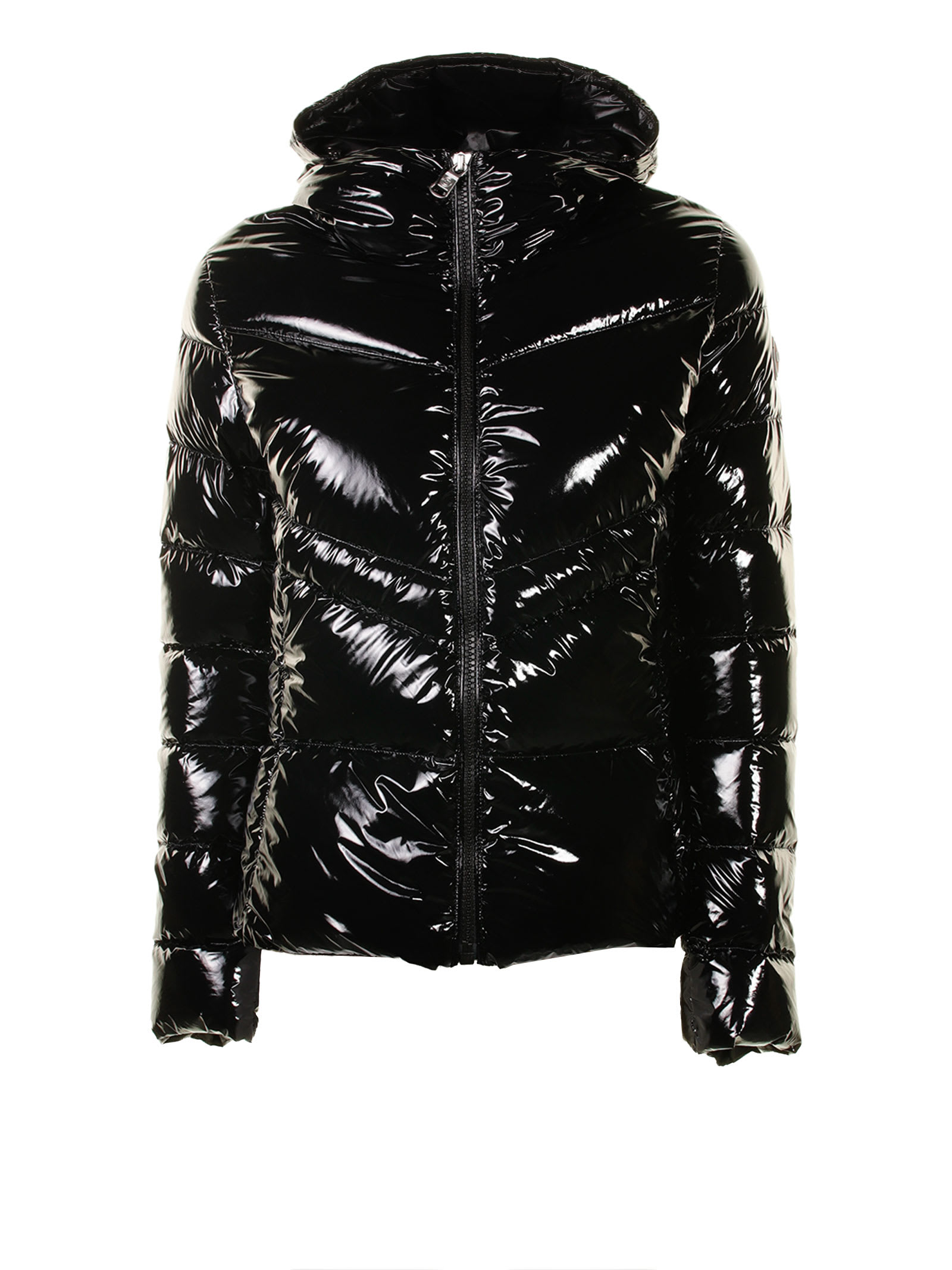 Colmar Down Jacket In Shiny Fabric In Nero