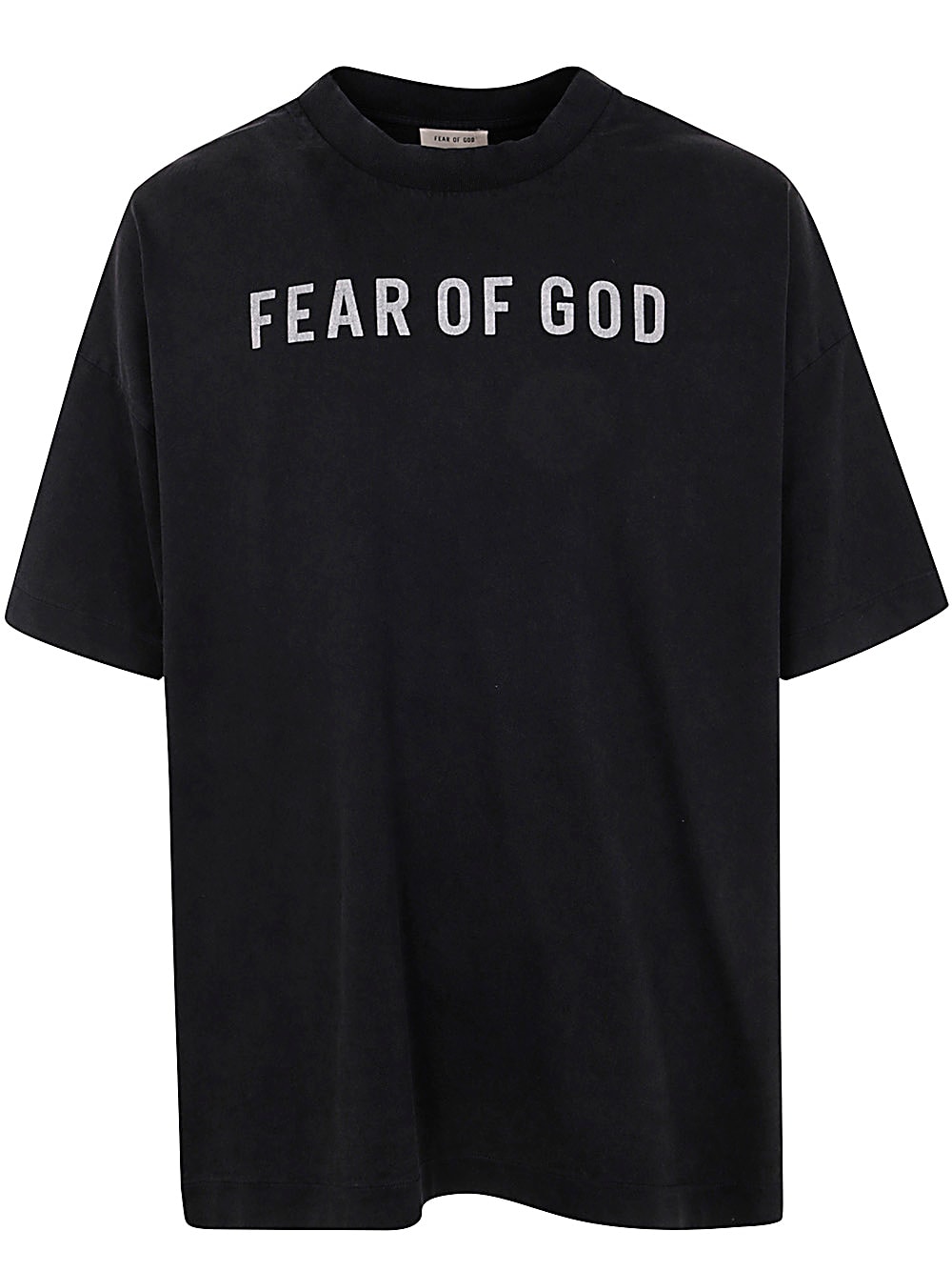 Shop Fear Of God Short Sleeve Tee Logo Grey Print In Black