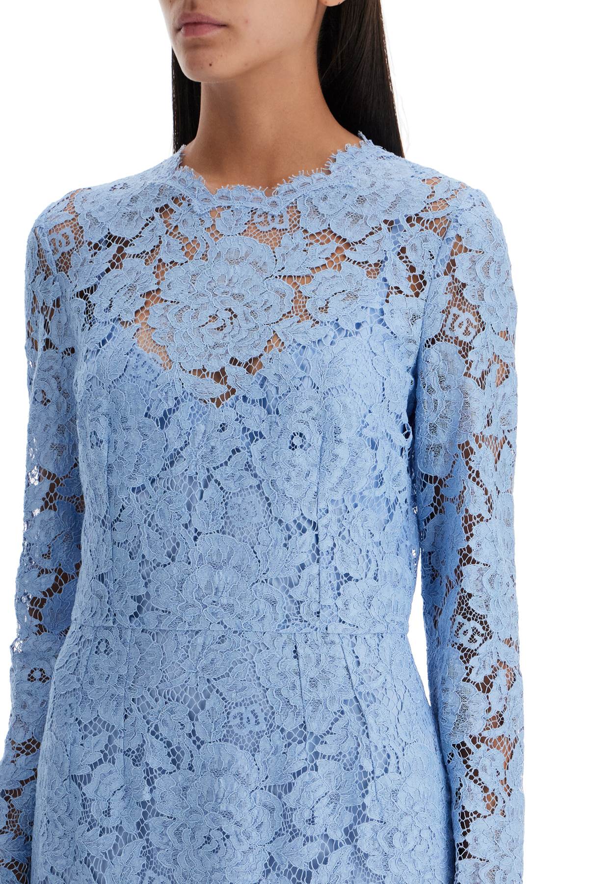 Shop Dolce & Gabbana Lace Sheath Dress With A In Glicine Viola Chiari