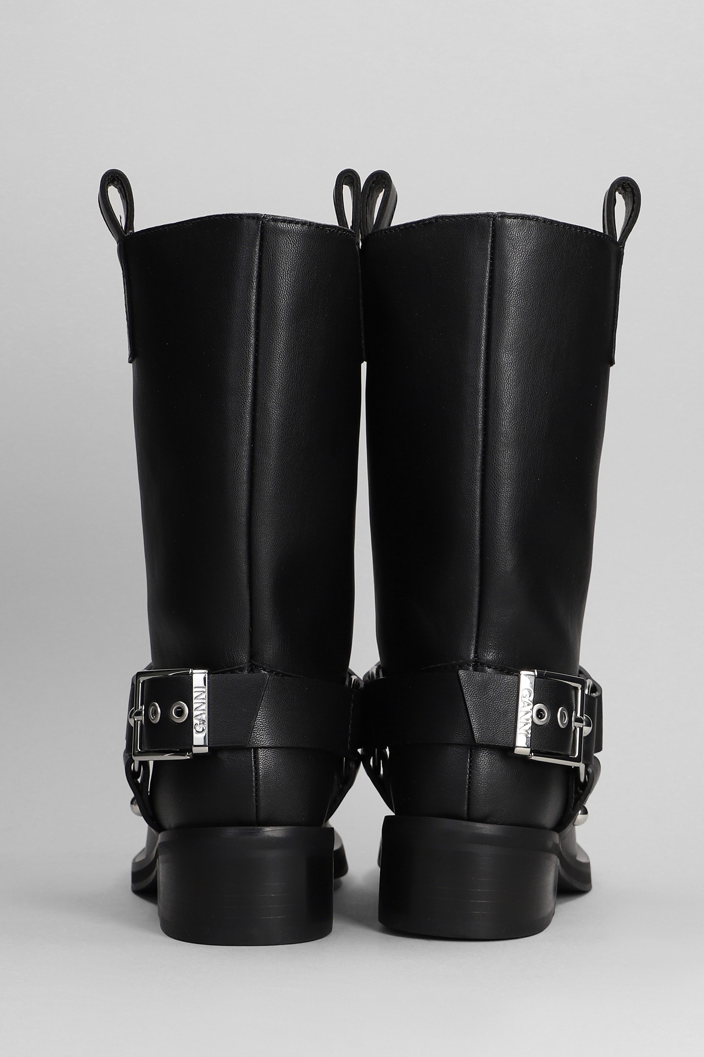 Shop Ganni Boots In Black Synthetic Leather