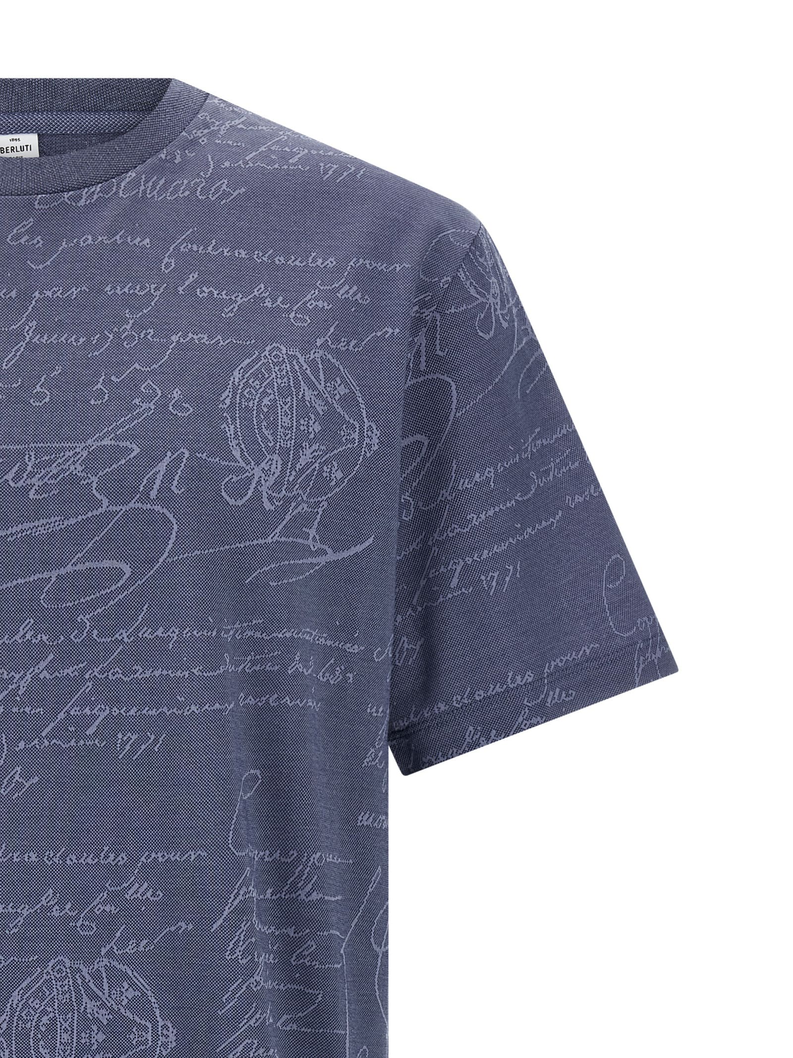 Berluti Crew Neck Short-sleeved T-shirt In Blue