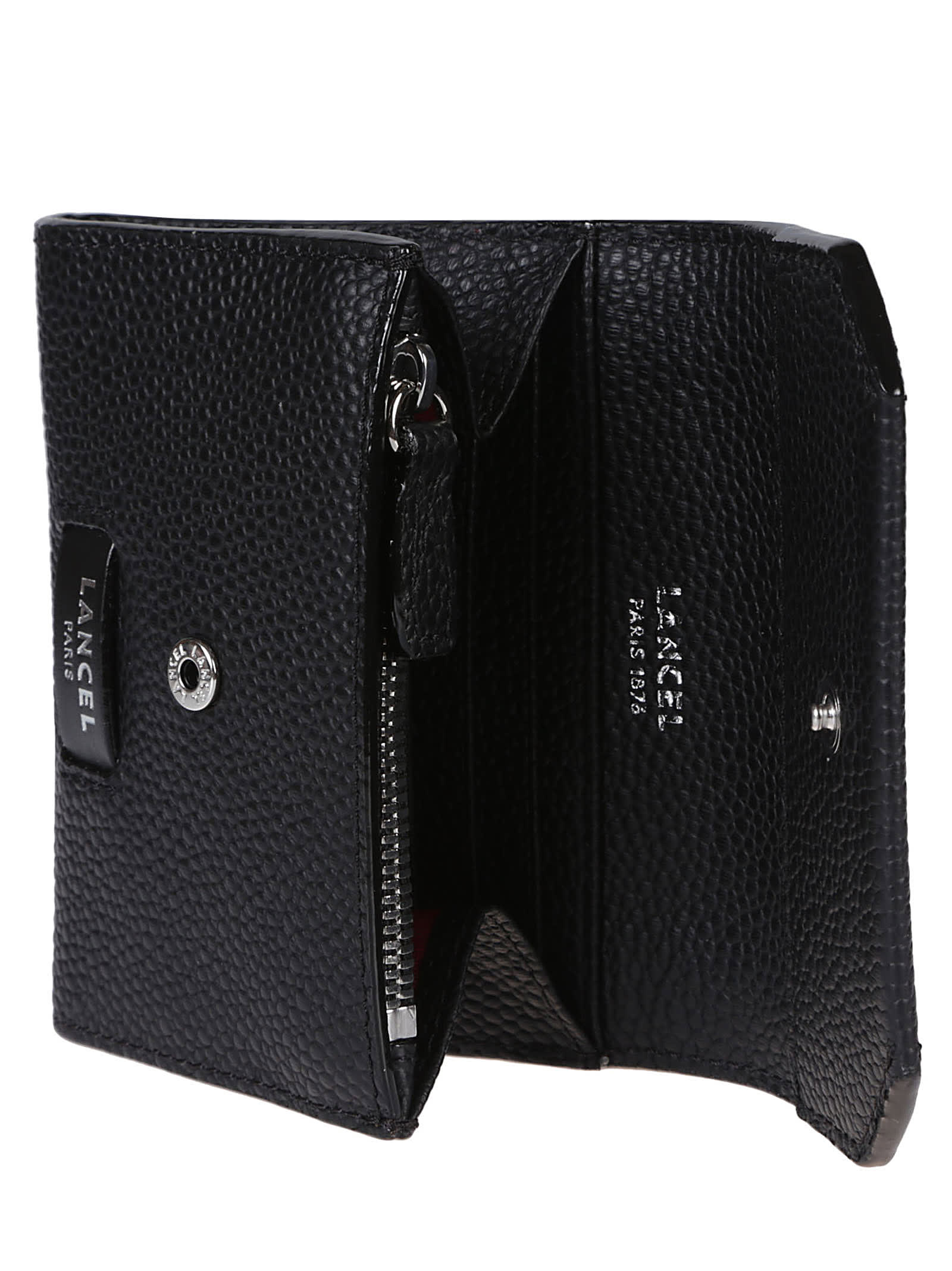 Shop Lancel Ninon Mini Flap Wallet In Black