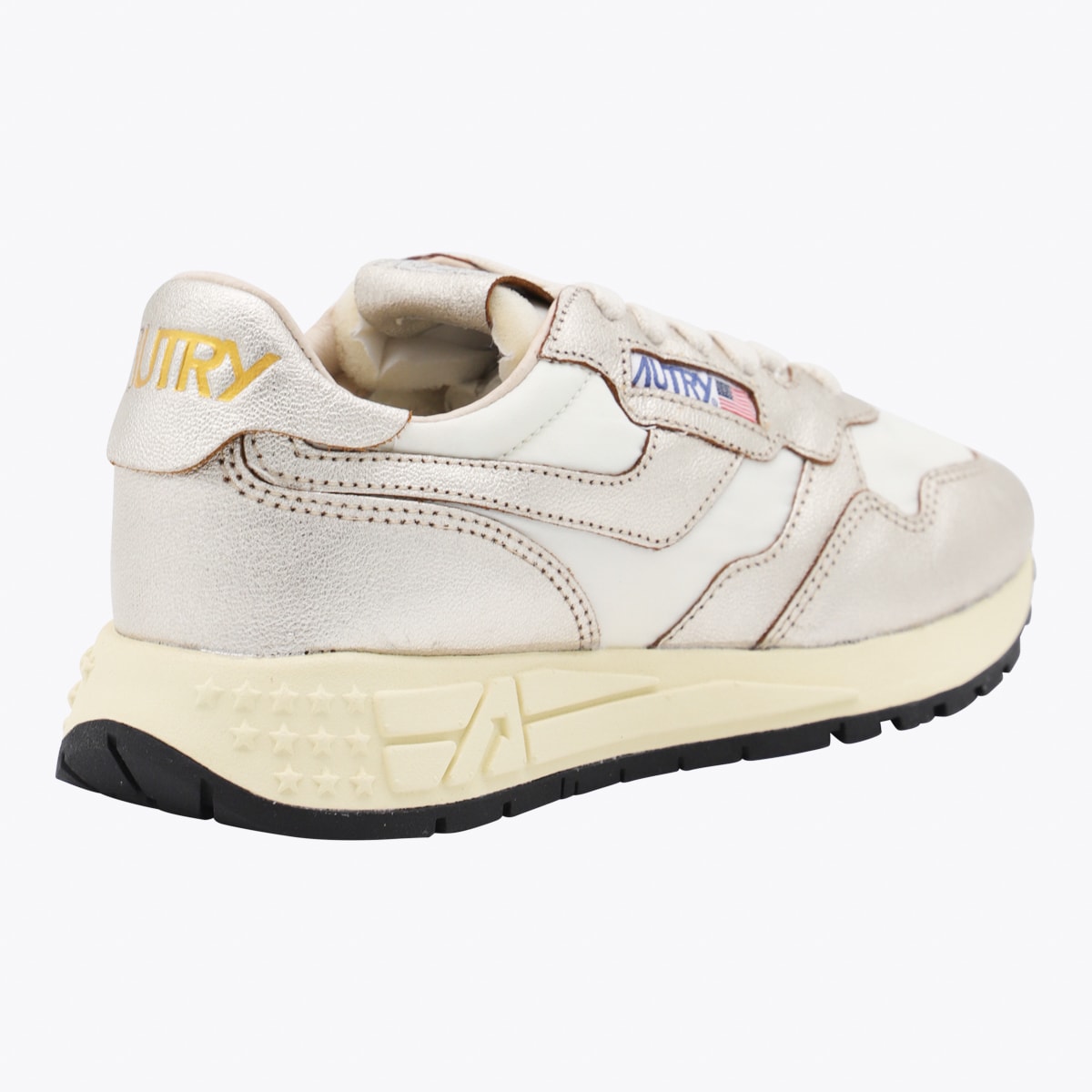 Autry White And Gold Leather Reelwind Sneakers In White