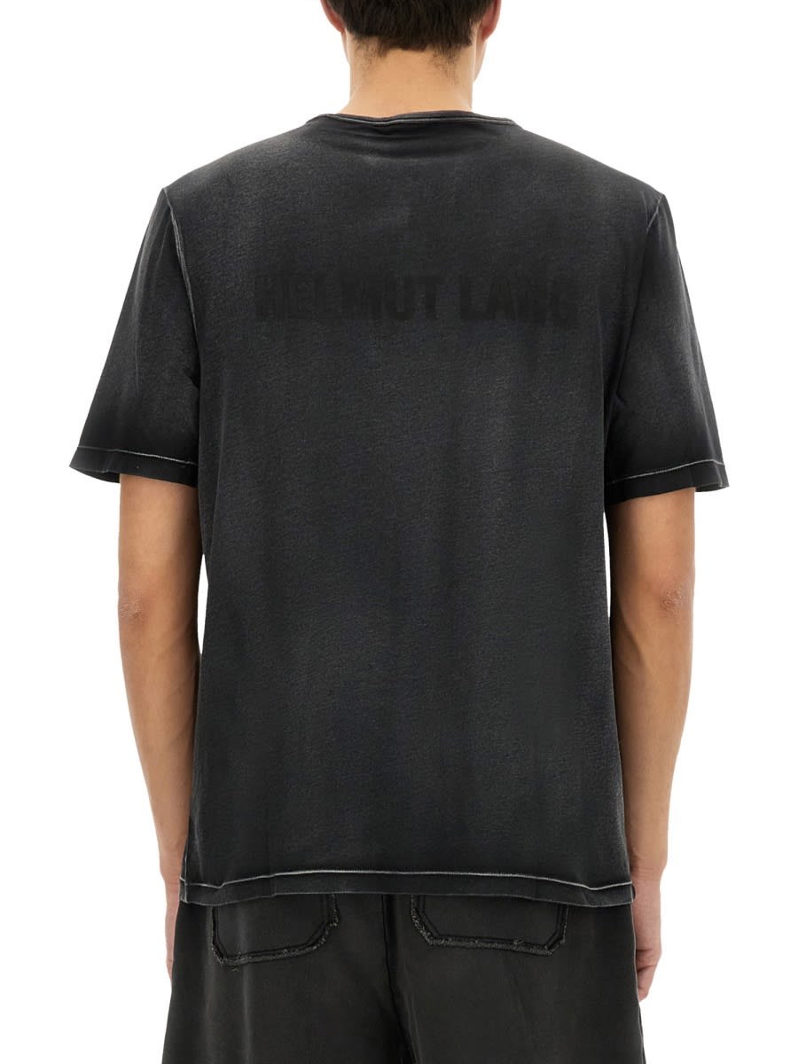 Helmut Lang Graphic Print Contrast Stitching T-shirt In Black