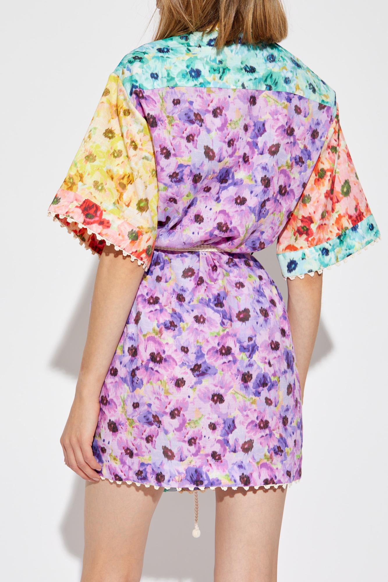 Shop Zimmermann Floral Motif Dress In Multicolor