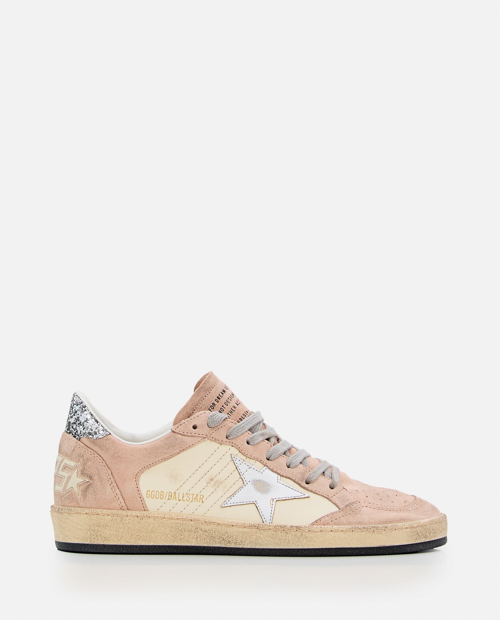 Shop Golden Goose Ballstar Leather Sneakers In Powder