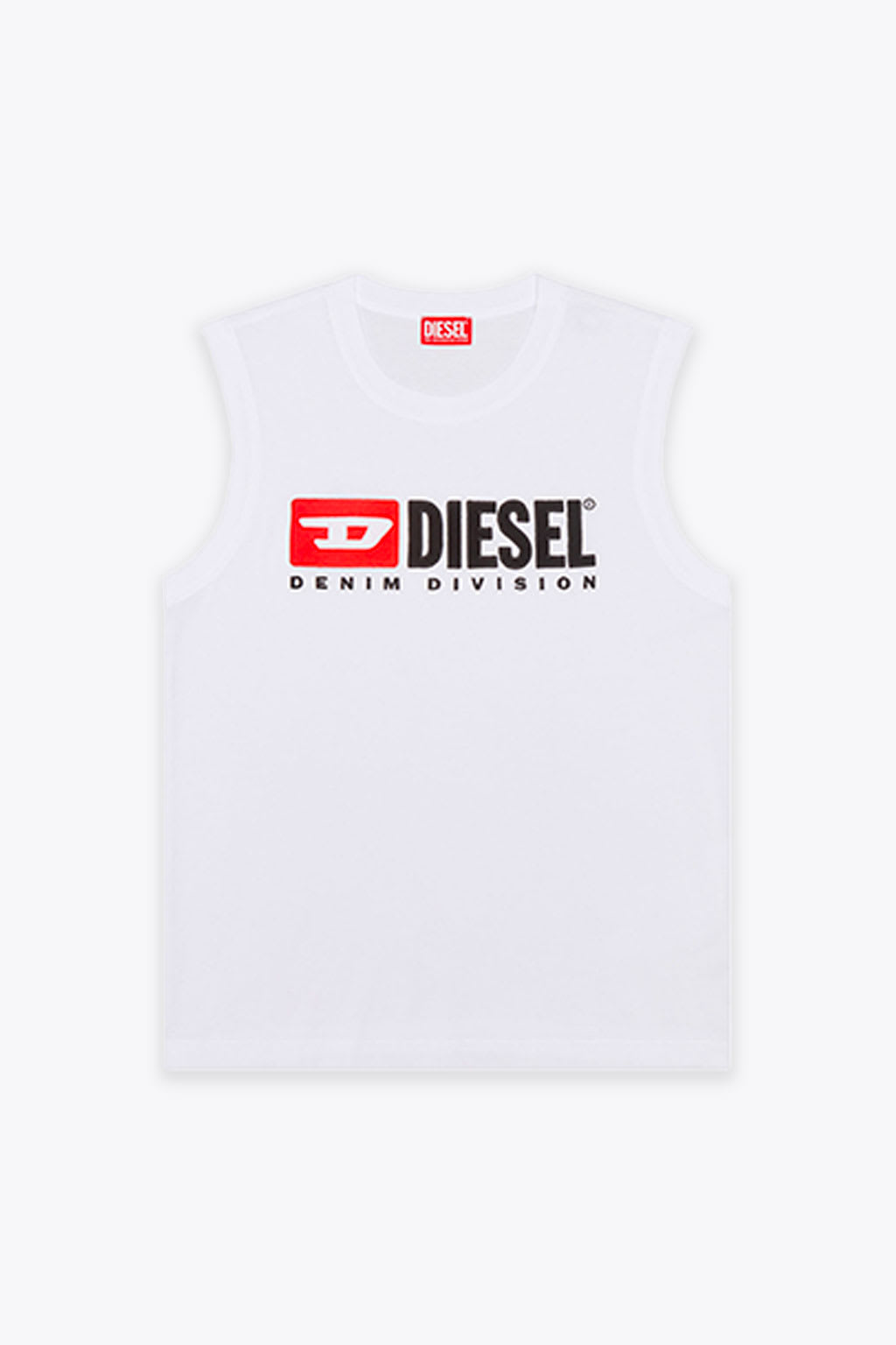 Shop Diesel T-isco-div White Sleeveless T-shirt With Maxi Logo Embroidery - T Isco Div In Bianco