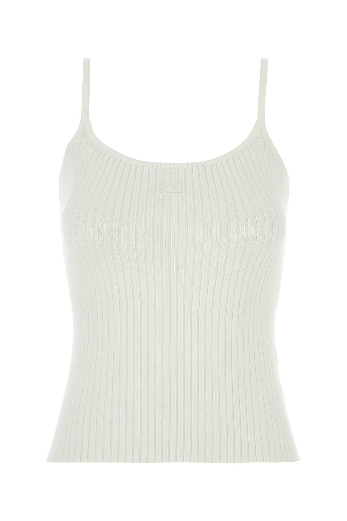 Shop Courrèges White Viscose Blend Top In Heritagewhite