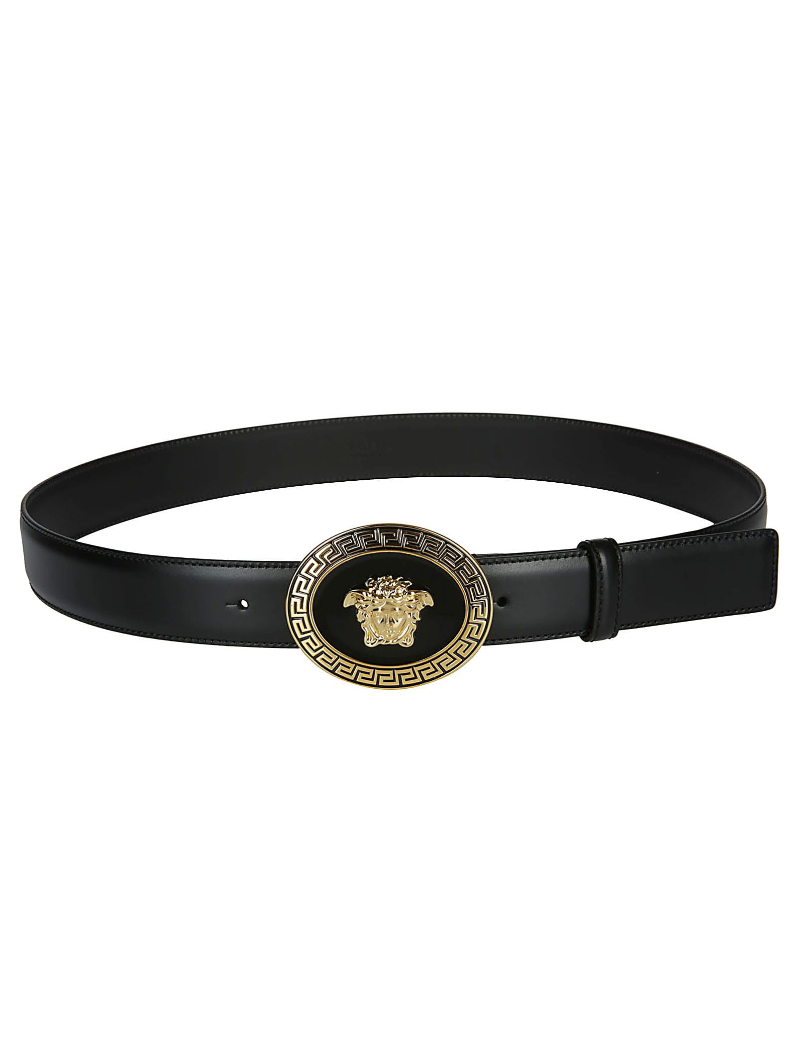 versace black leather belt