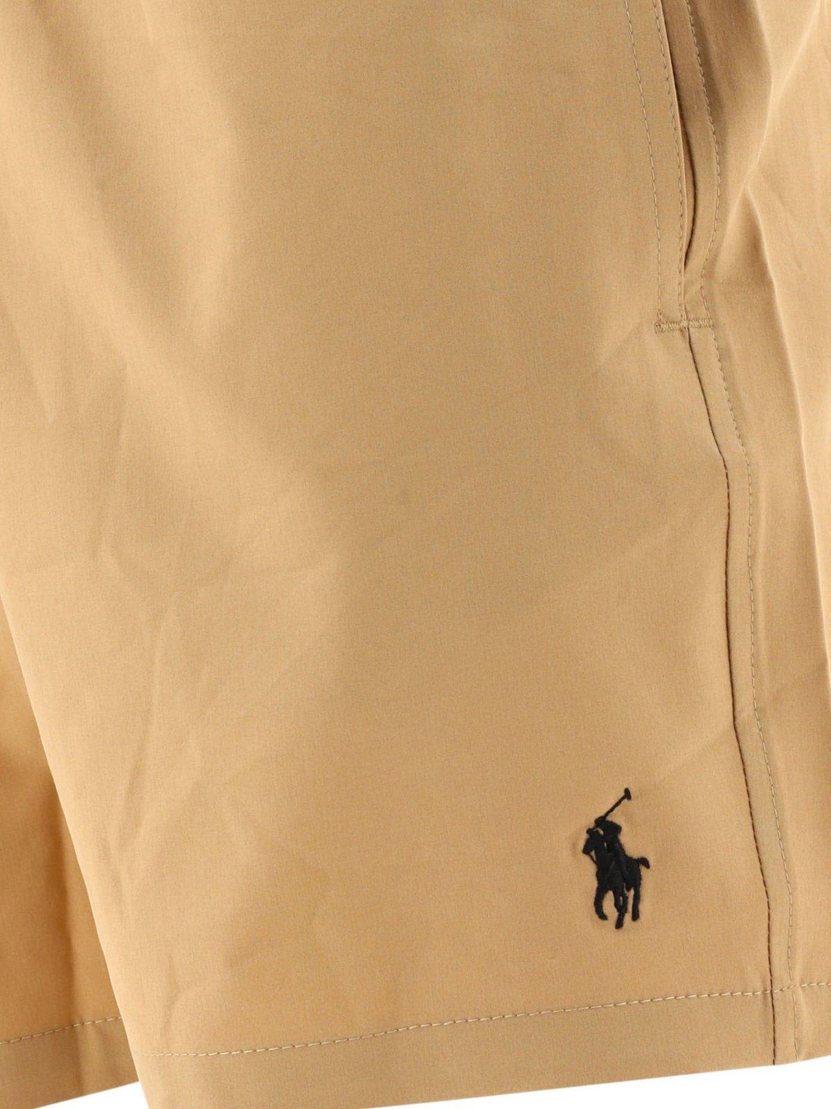 Shop Polo Ralph Lauren Traveler Drawstring Swim Shorts In Bianco