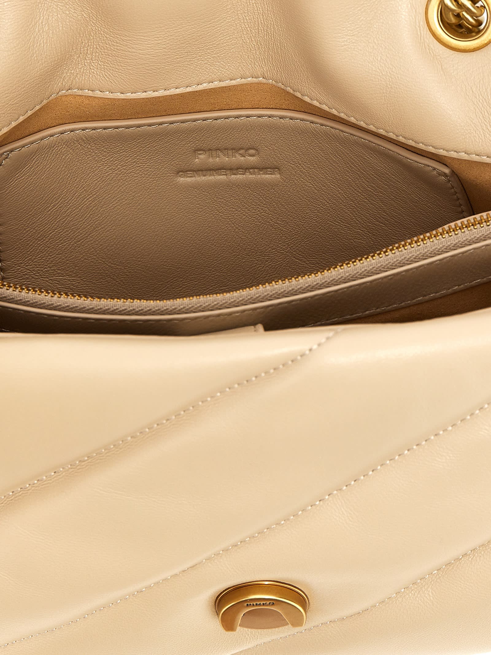 Pinko Classic Love Bag Puff Maxi Quilt Crossbody Bag In Beige