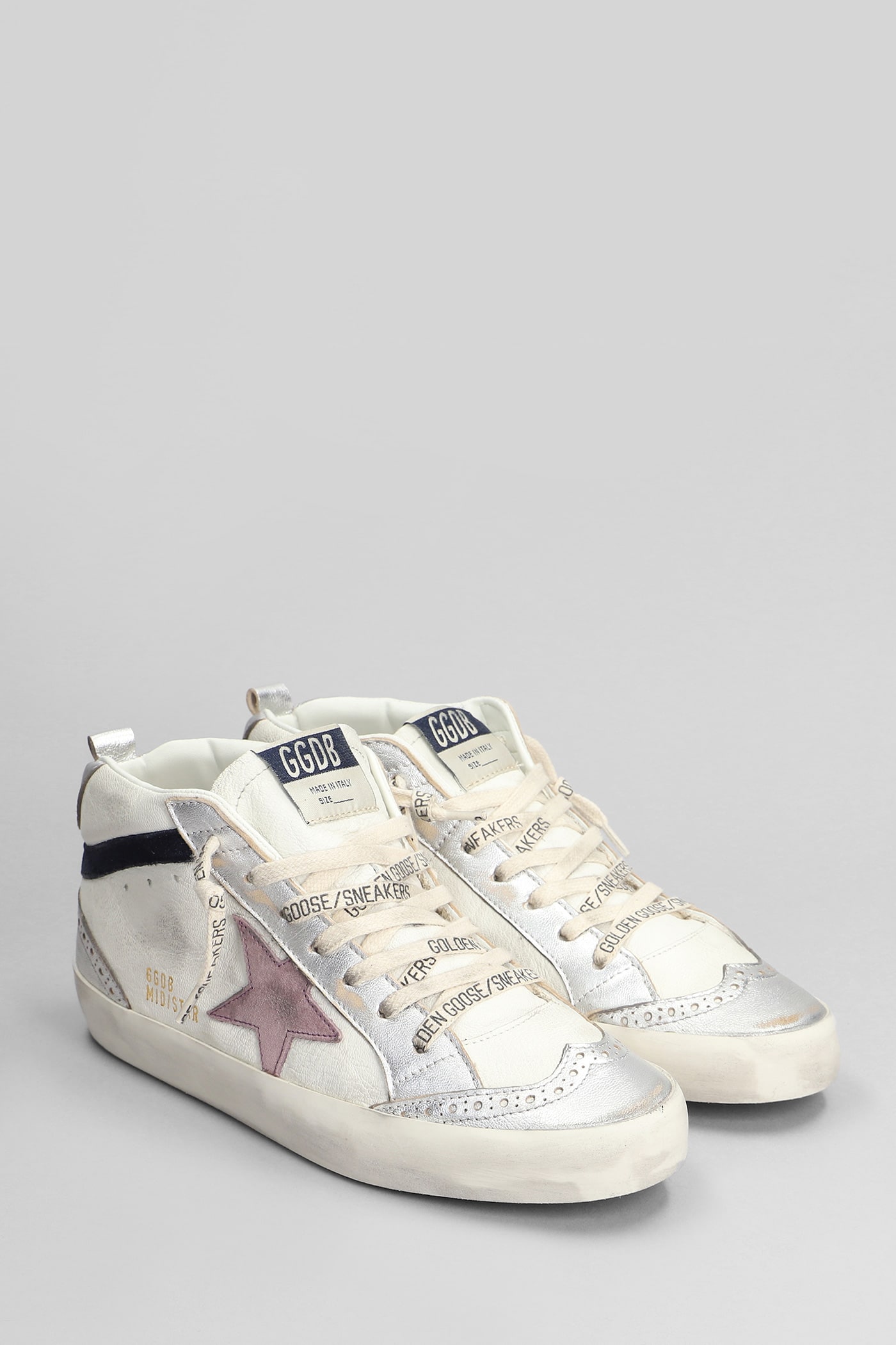 Shop Golden Goose Mid Star Sneakers In White Leather