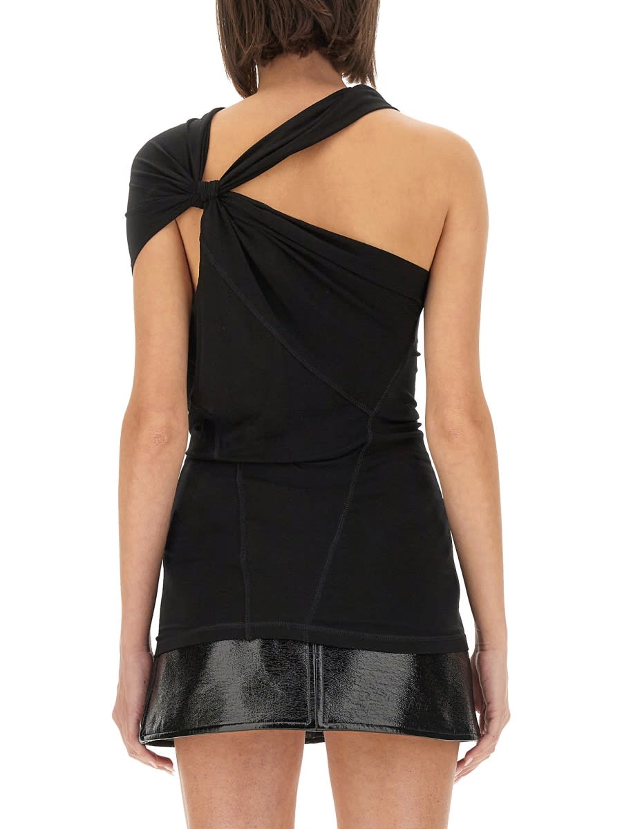 Helmut Lang Draped Jersey One Shoulder Top In Black