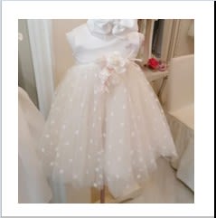 Monnalisa White Dress For Baby Girl With Polka Dots