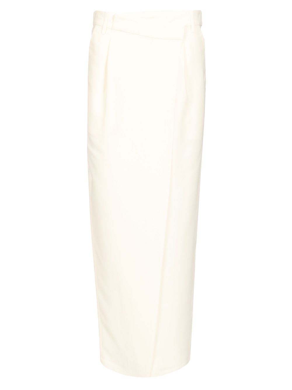 Brunello Cucinelli Fluid Linen Blend Twill Long Skirt In Natural
