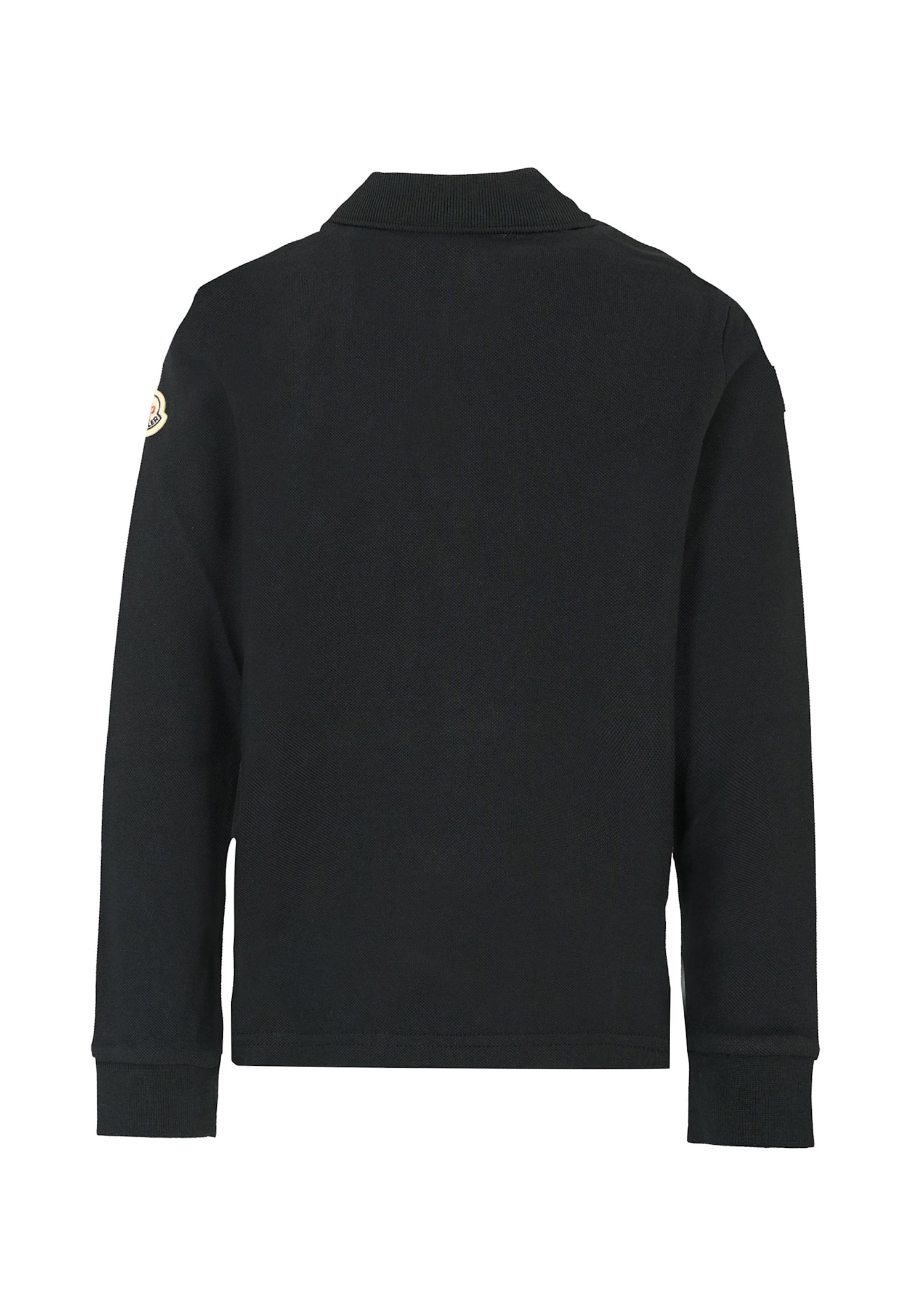 Moncler Black Polo Shirt For Boy With Logo In Black