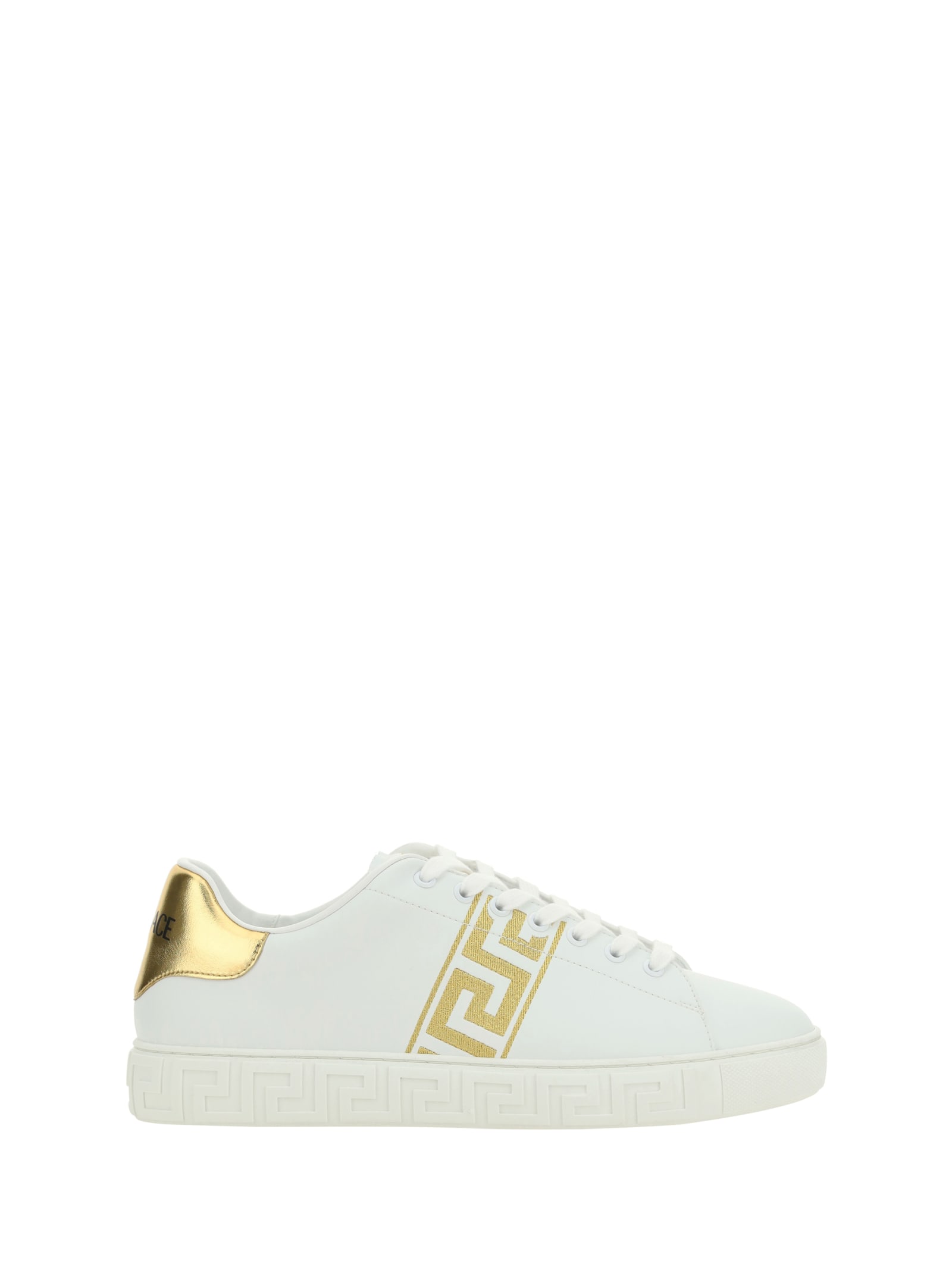 Shop Versace Low Top Sneakers In Golden