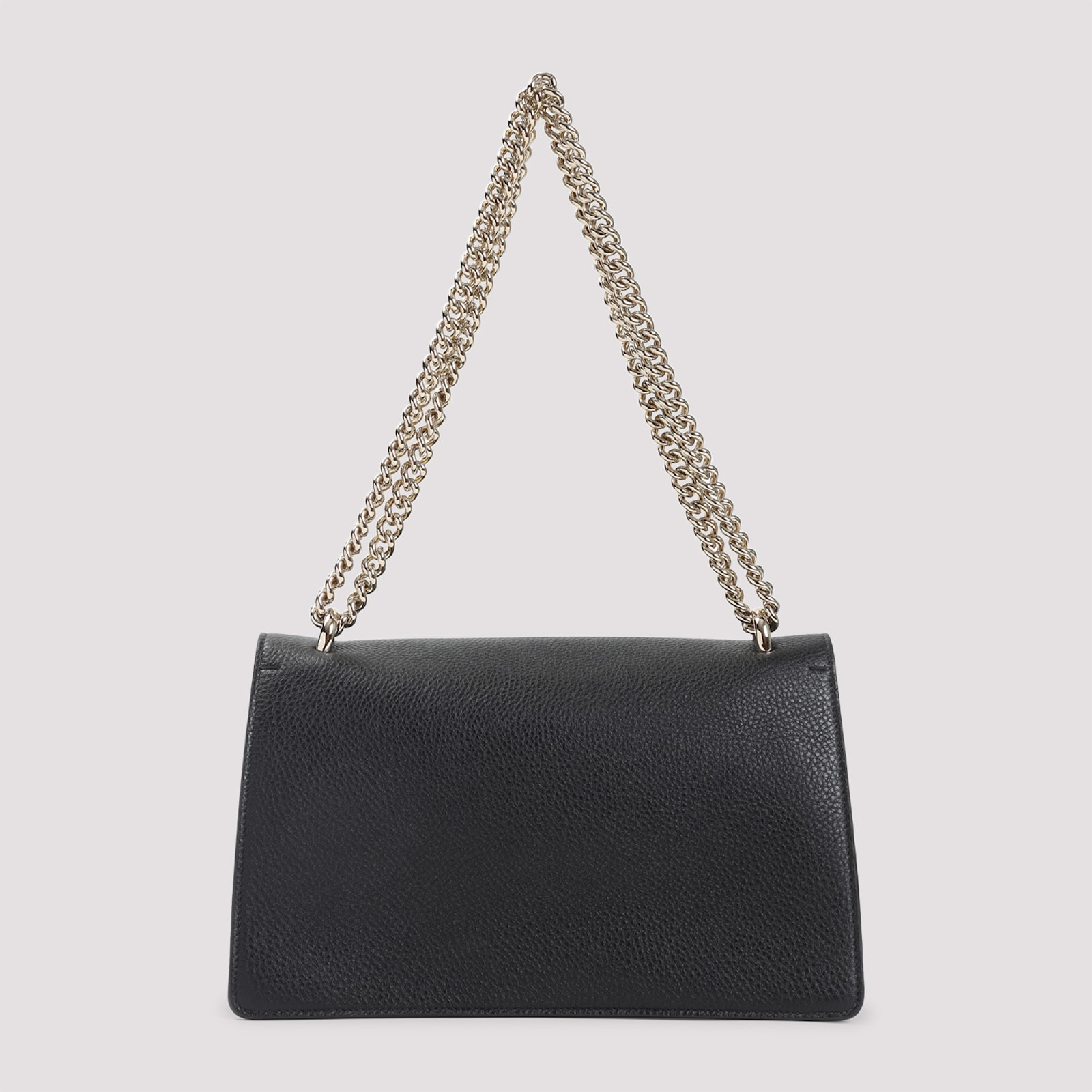 Gucci Structured Grained Leather Shoulder Bag In Black
