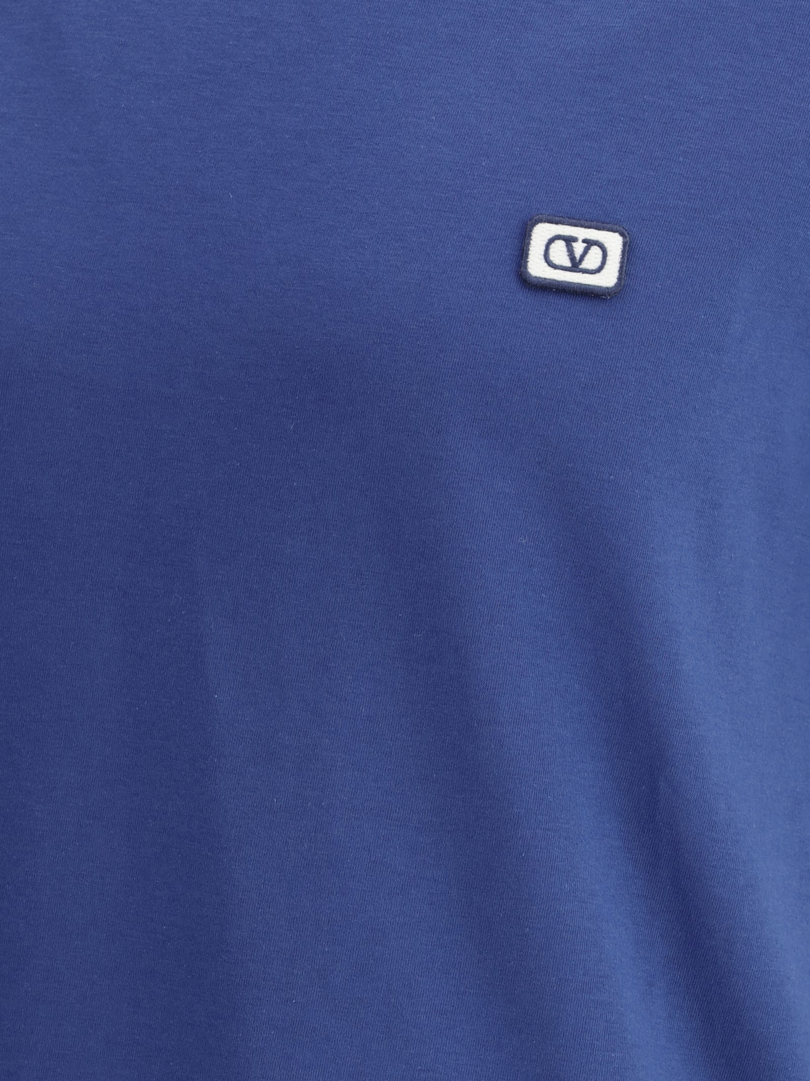 Valentino Vlogo Patch Crewneck T-shirt In Blu