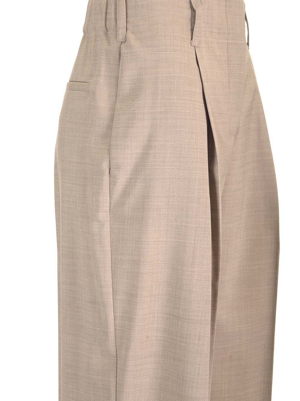 P.a.r.o.s.h Stretch Wool Gabardine Trousers Beige In Nude